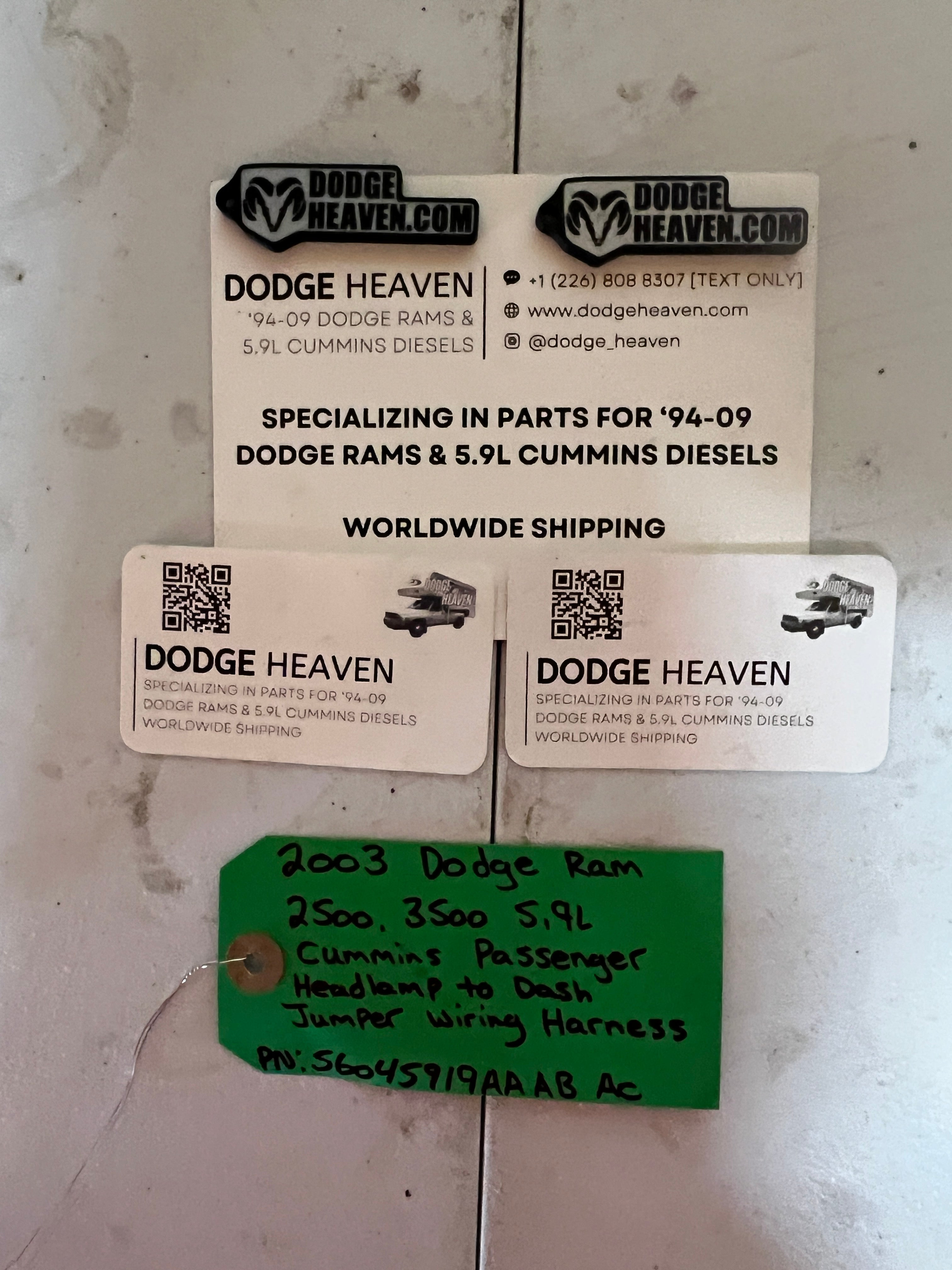 2003-2003 Dodge Ram 5.9L Cummins Passenger Headlamp Jumper Wiring