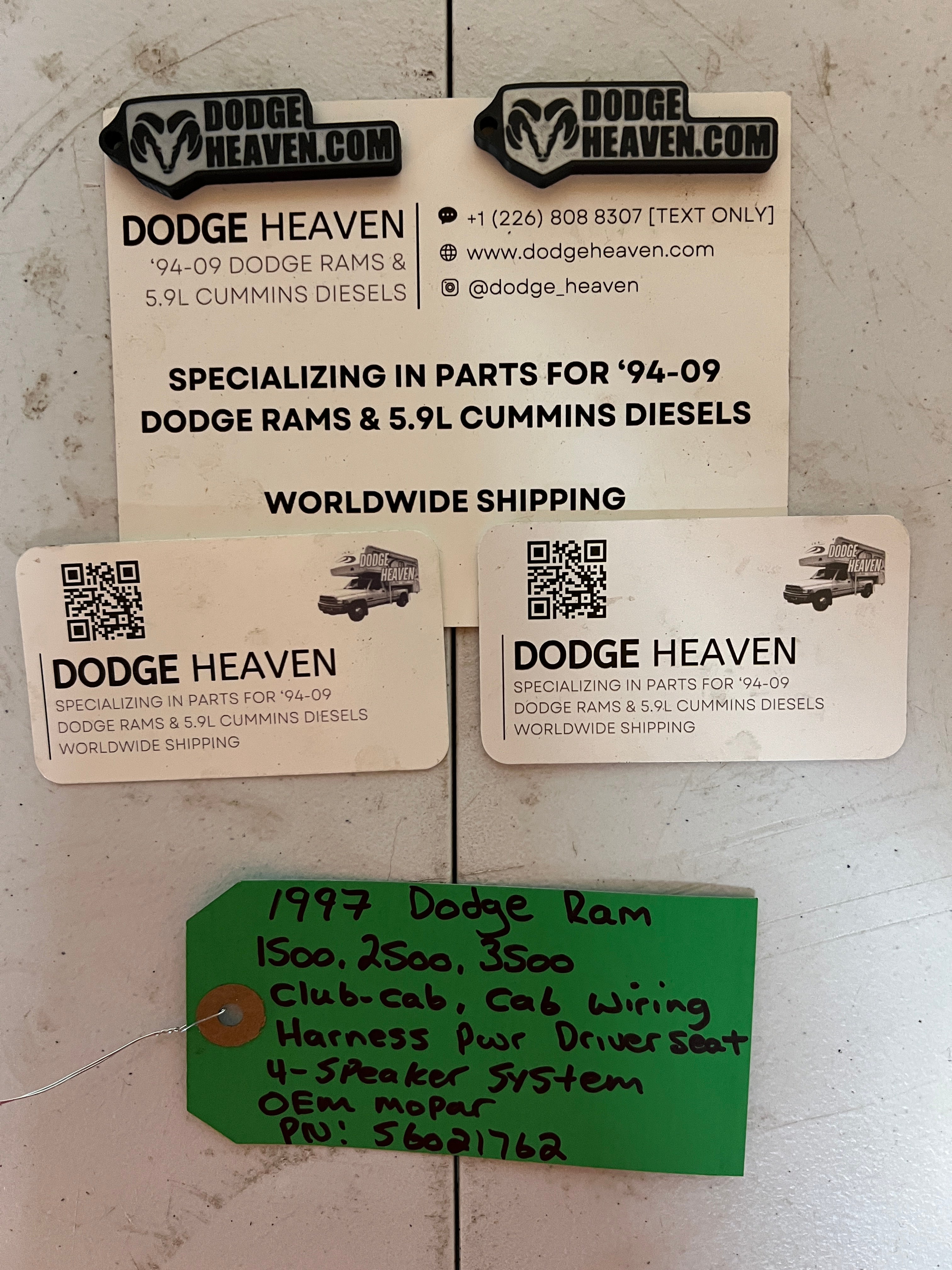 1997-1997 Dodge Ram 1500 2500 3500 Club Cab Interior Cab Wiring Harness
