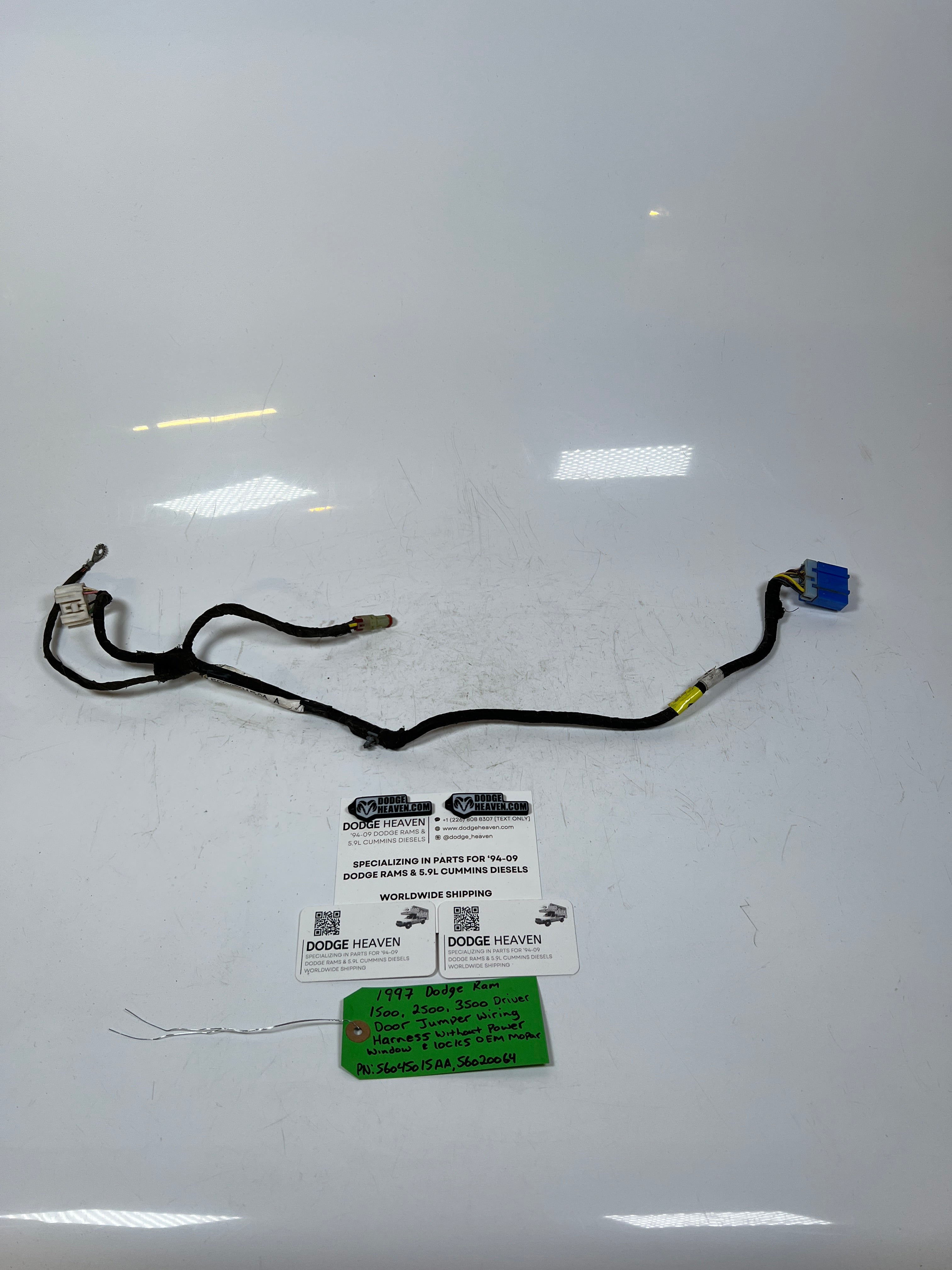 1997-1997 Dodge Ram 1500 2500 3500 Driver Door Jumper Wiring Harness W/O Power