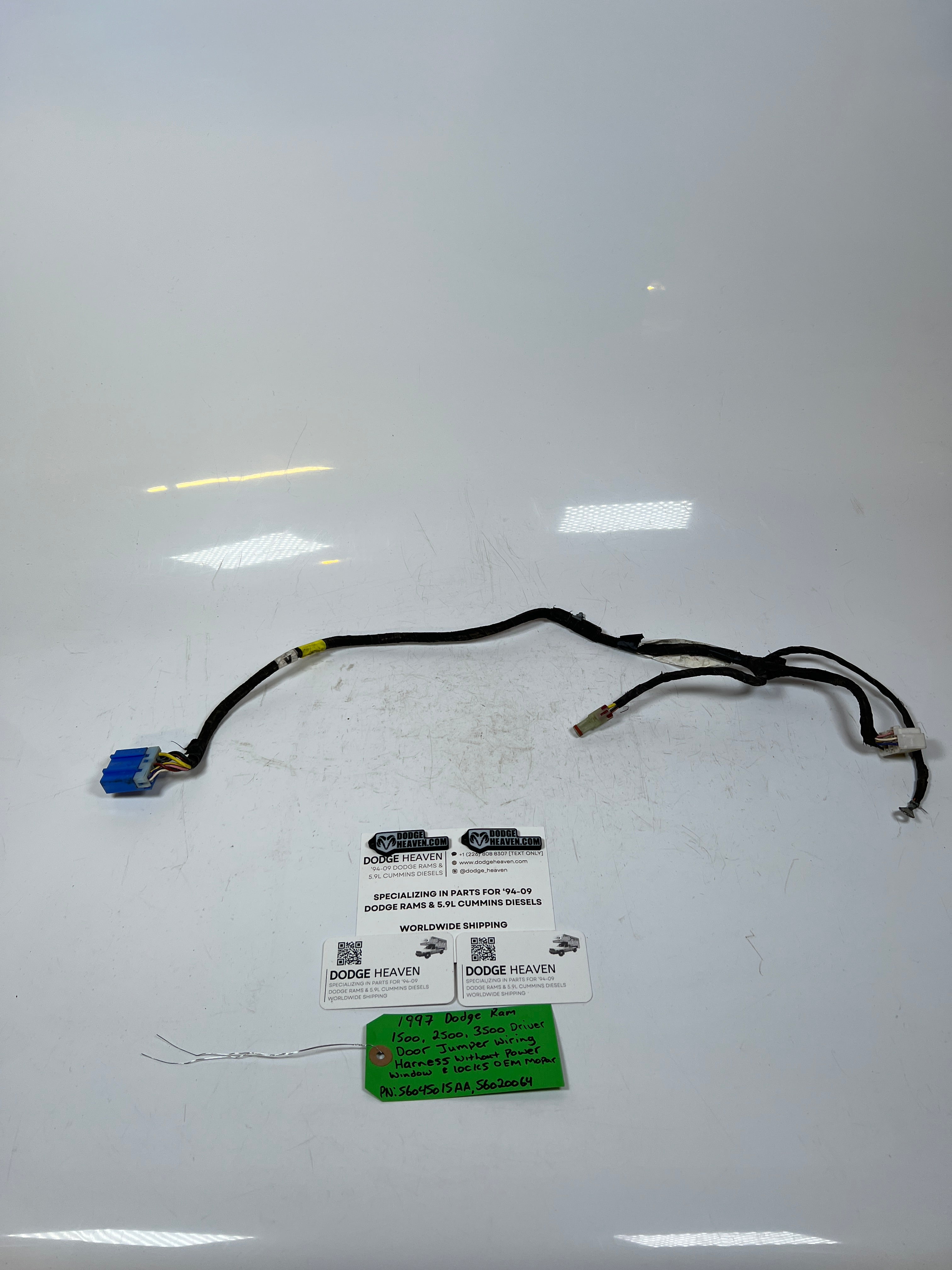 1997-1997 Dodge Ram 1500 2500 3500 Driver Door Jumper Wiring Harness W/O Power