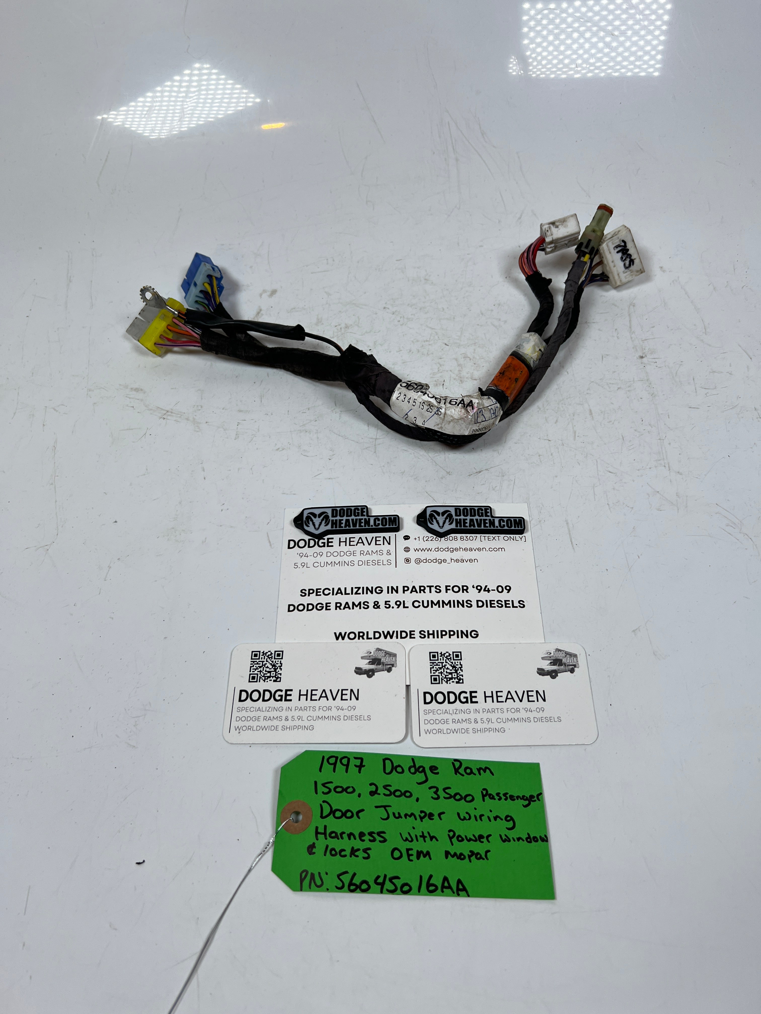 1997-1997 Dodge Ram 1500 2500 3500 Passenger Door Jumper Wiring Harness