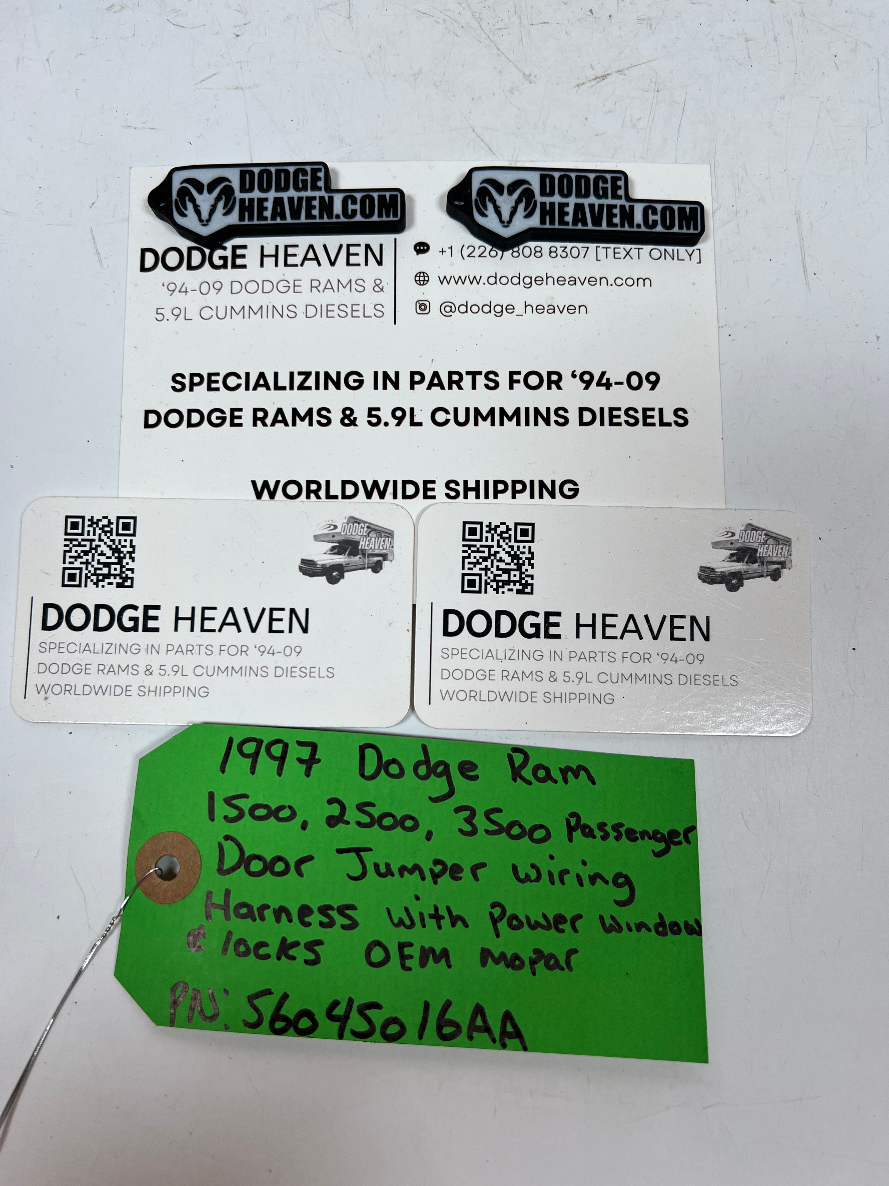 1997-1997 Dodge Ram 1500 2500 3500 Passenger Door Jumper Wiring Harness