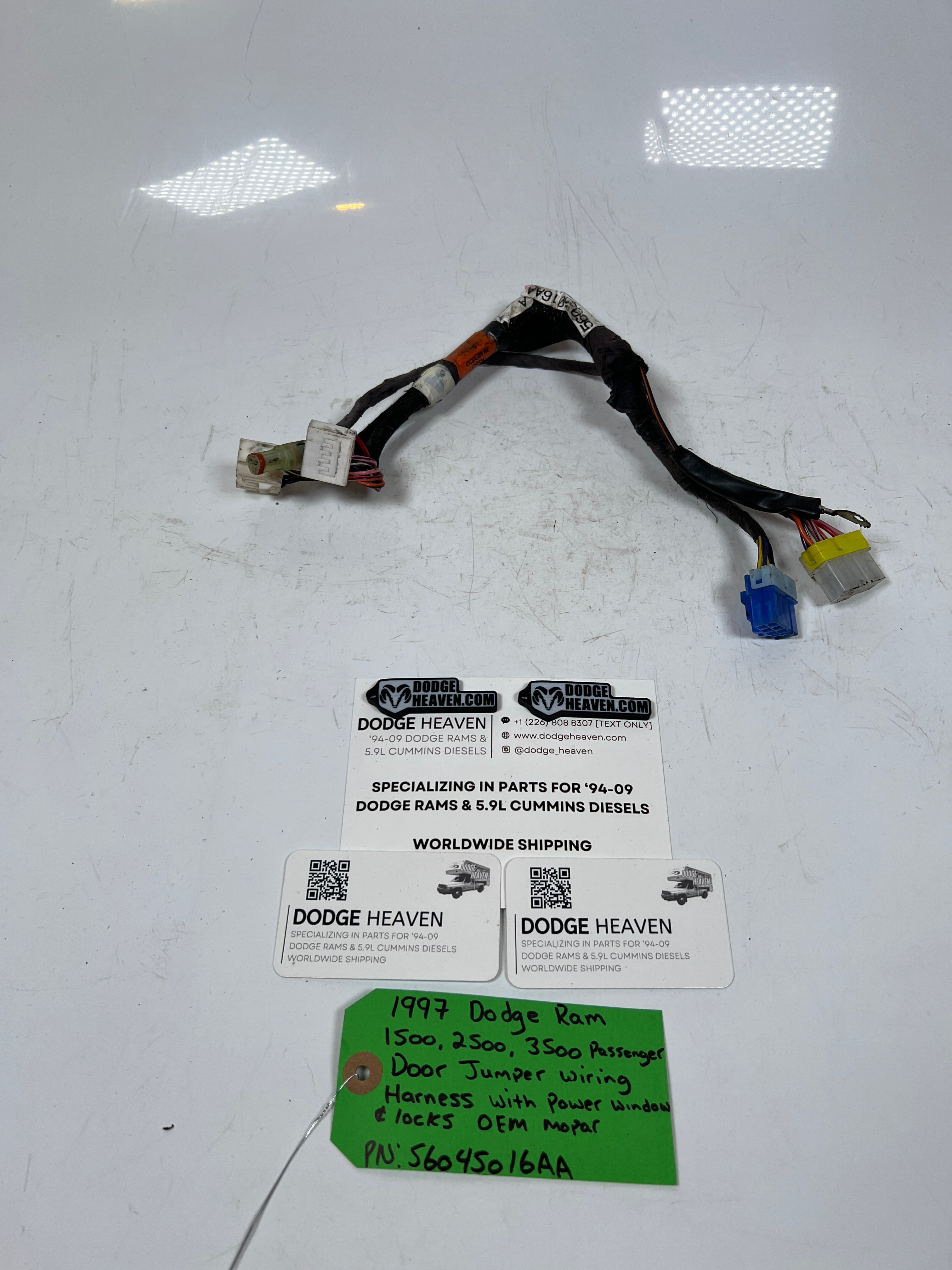 1997-1997 Dodge Ram 1500 2500 3500 Passenger Door Jumper Wiring Harness
