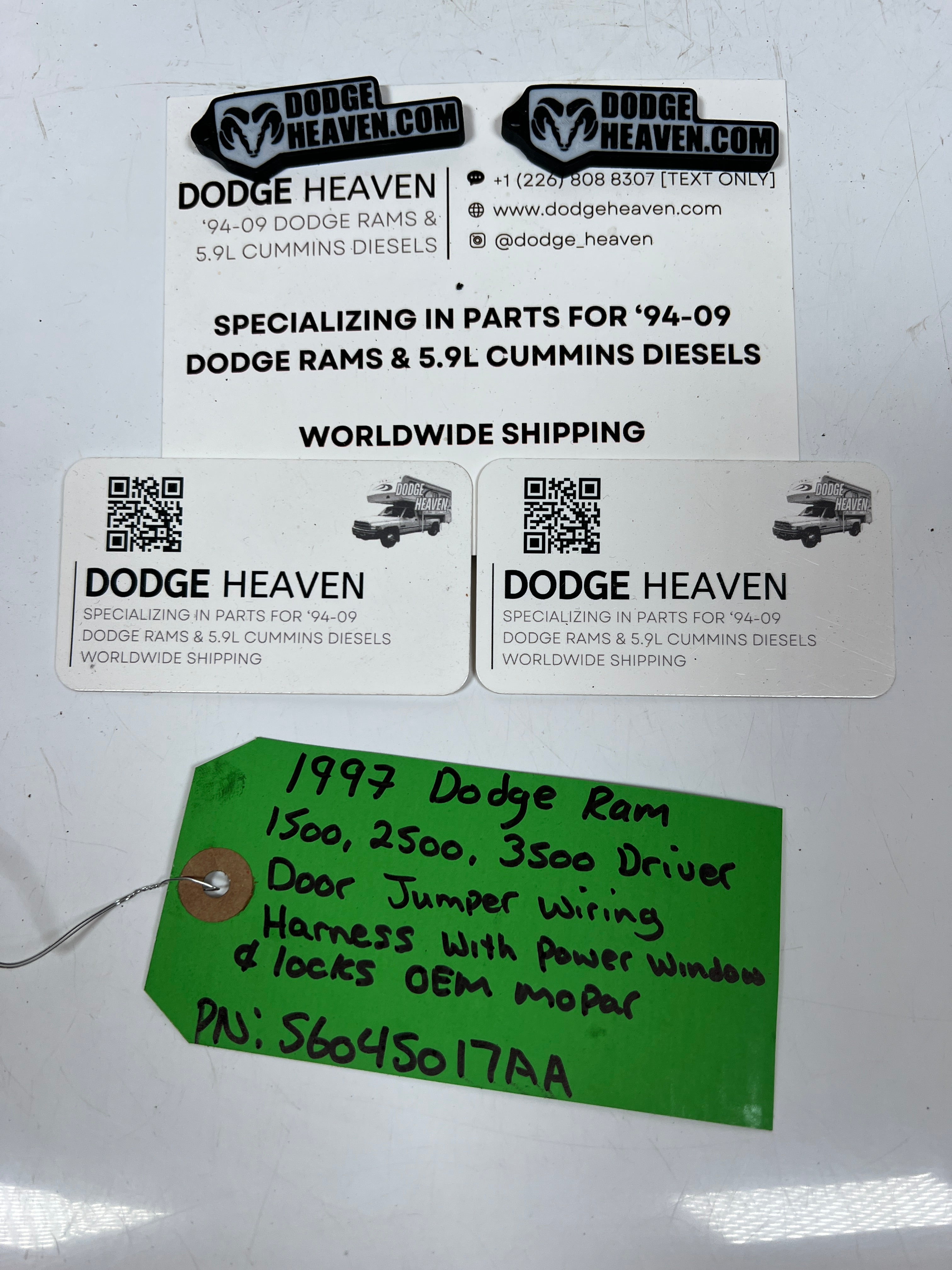 1997-1997 Dodge Ram 1500 2500 3500 Driver Door Jumper Wiring Harness