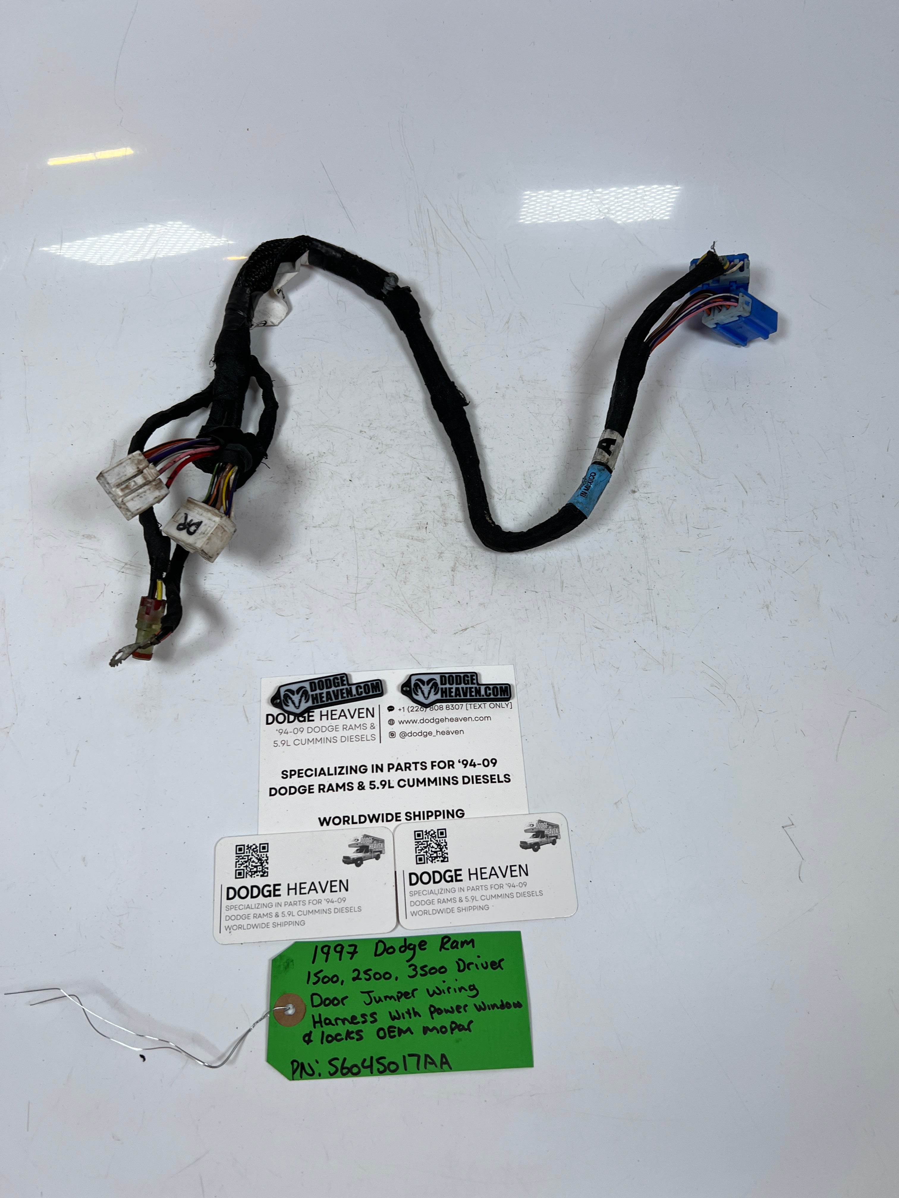 1997-1997 Dodge Ram 1500 2500 3500 Driver Door Jumper Wiring Harness