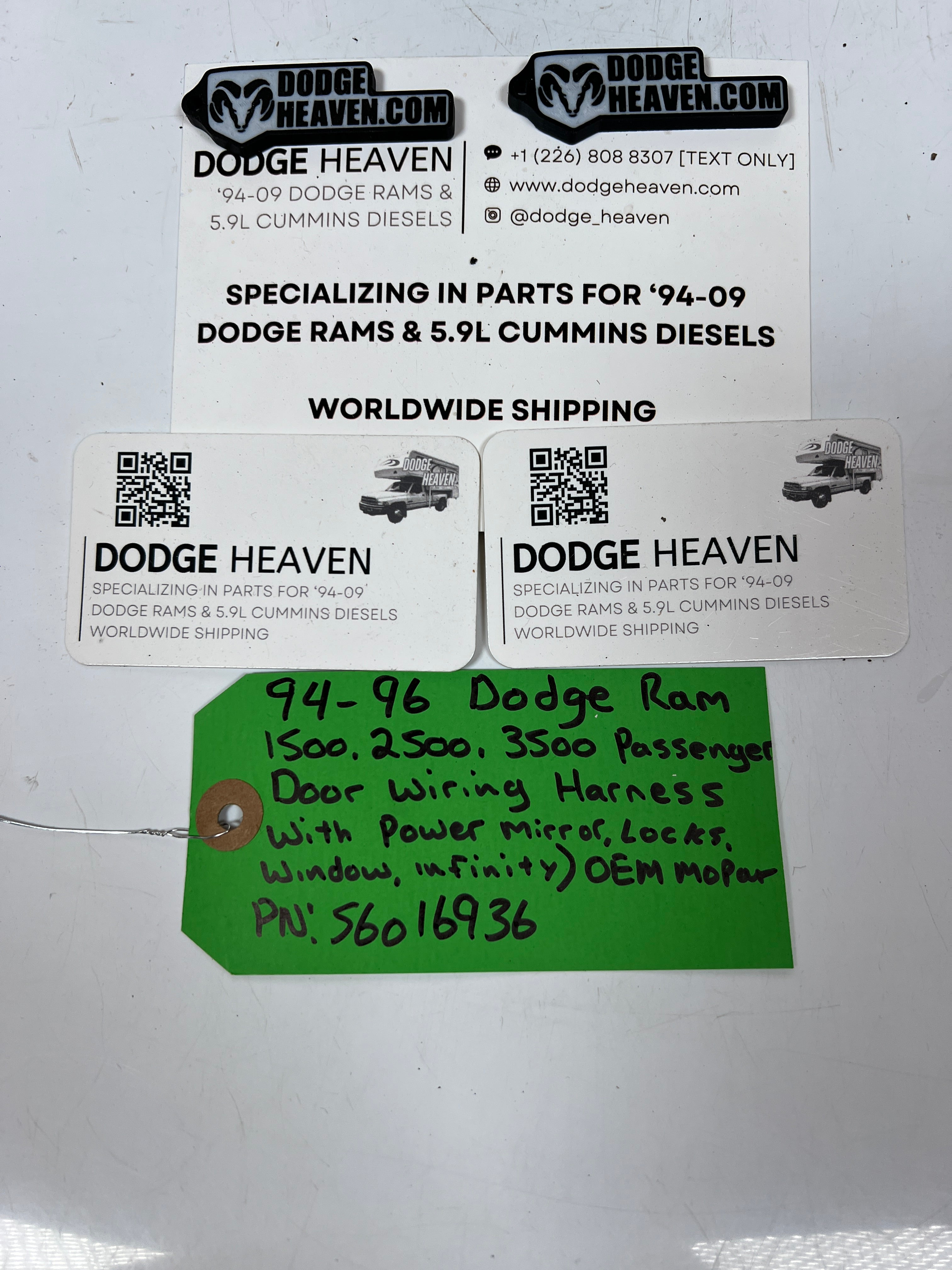 1994-1996 Dodge Ram 1500-3500 Pass RH Door Wiring Harness Infinity