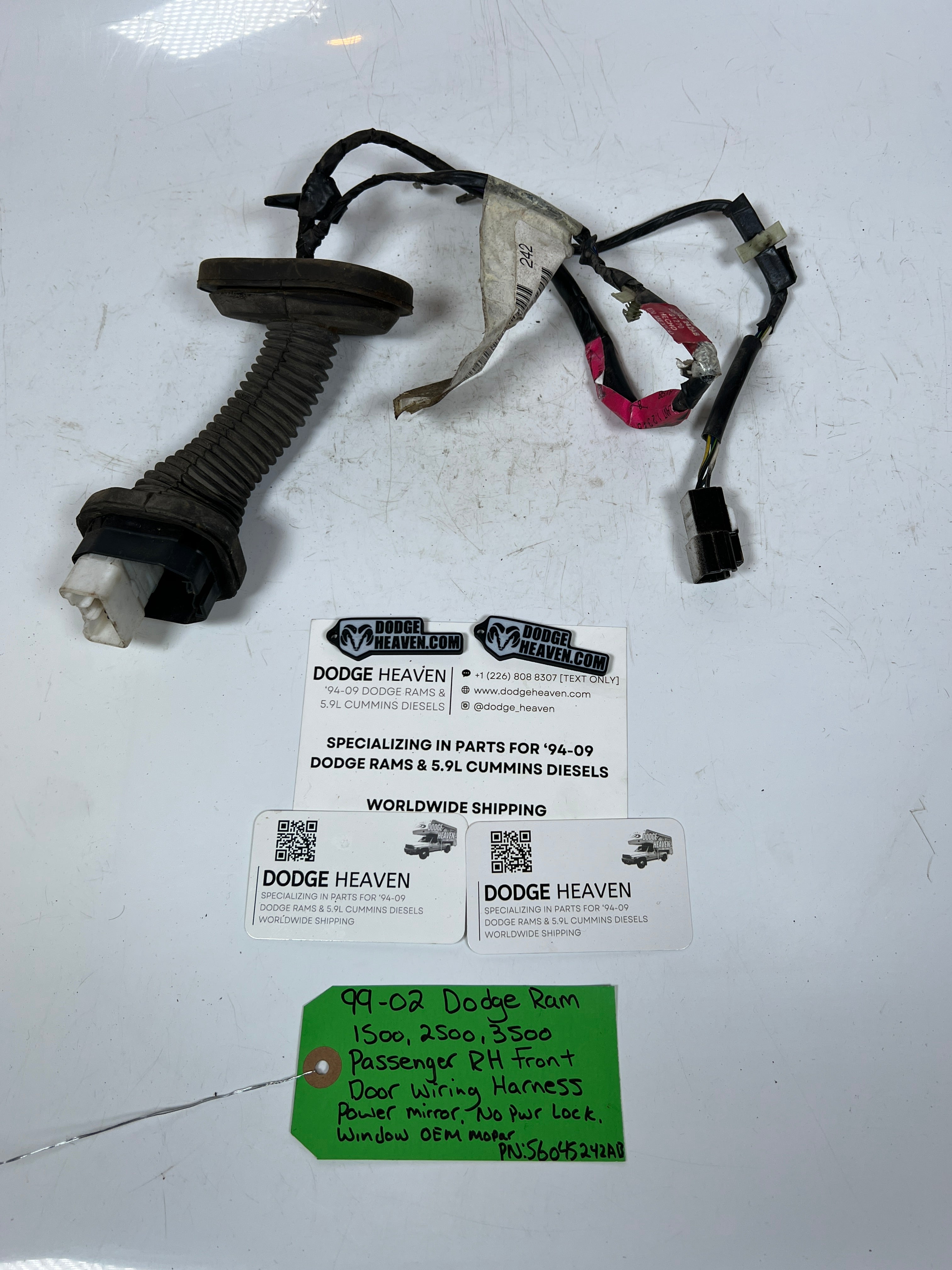 1999-2002 Dodge Ram 1500-3500 Passenger Front Door Wiring Harness