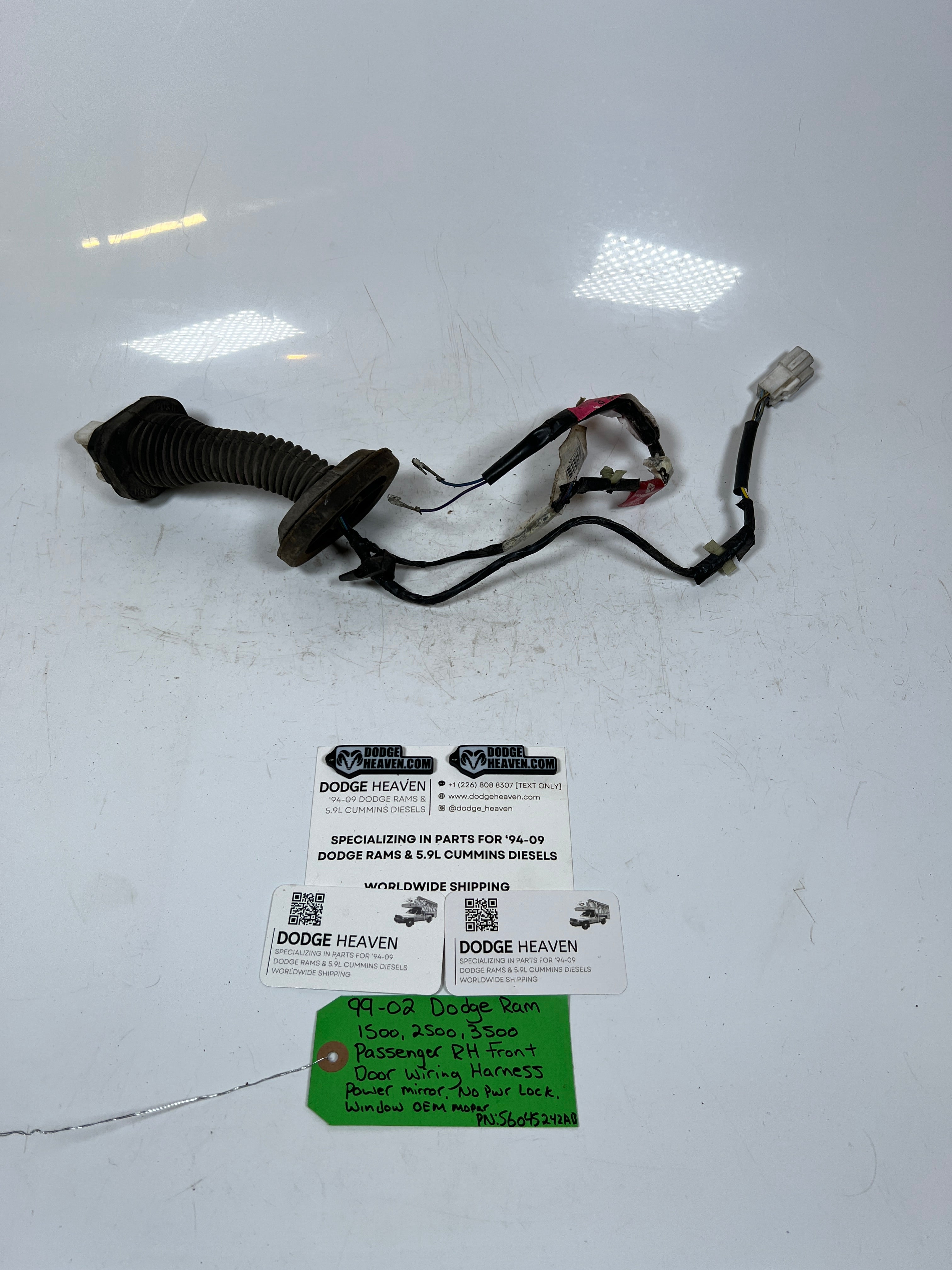 1999-2002 Dodge Ram 1500-3500 Passenger Front Door Wiring Harness