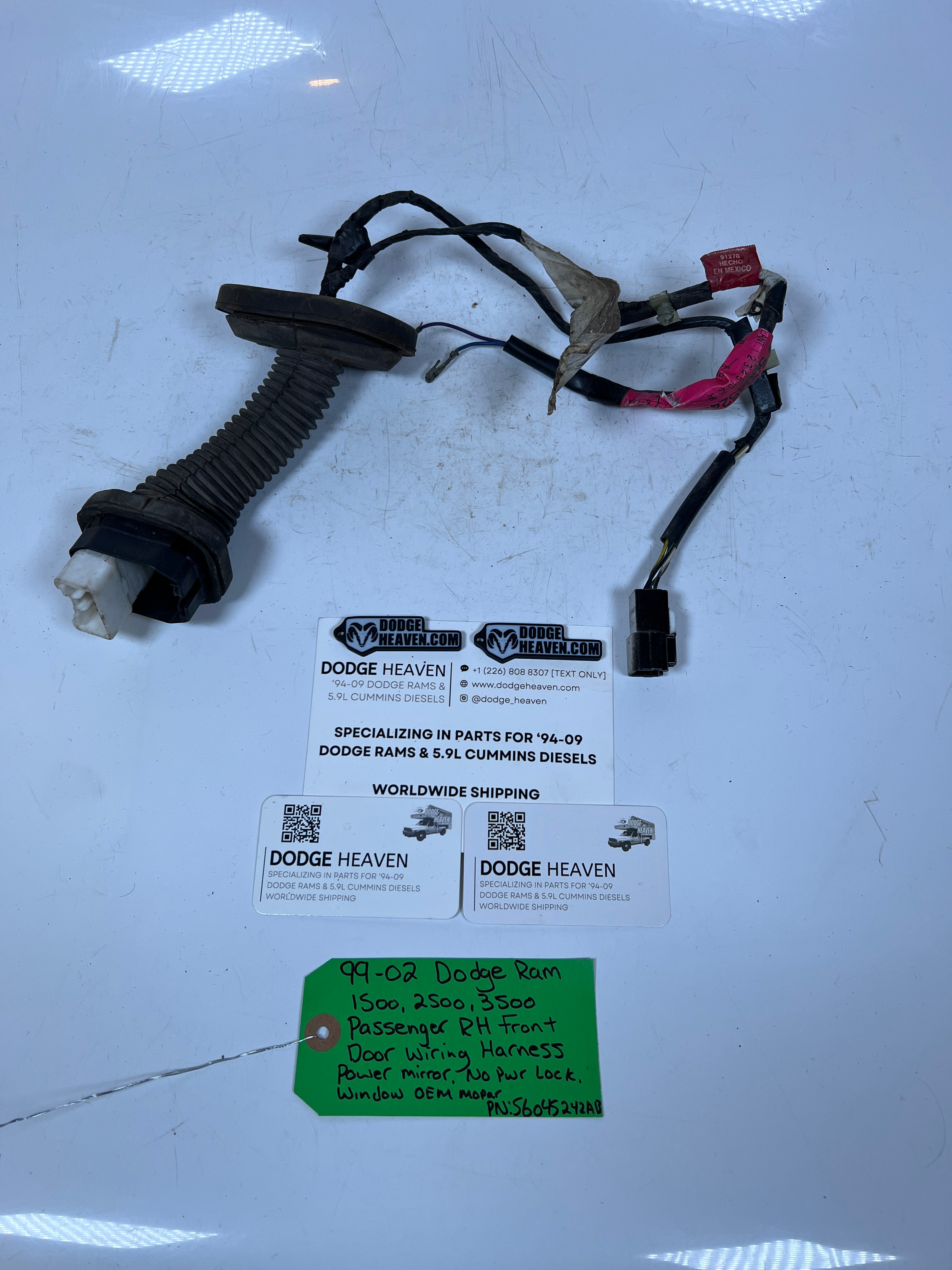 1999-2002 Dodge Ram 1500-3500 Passenger Front Door Wiring Harness