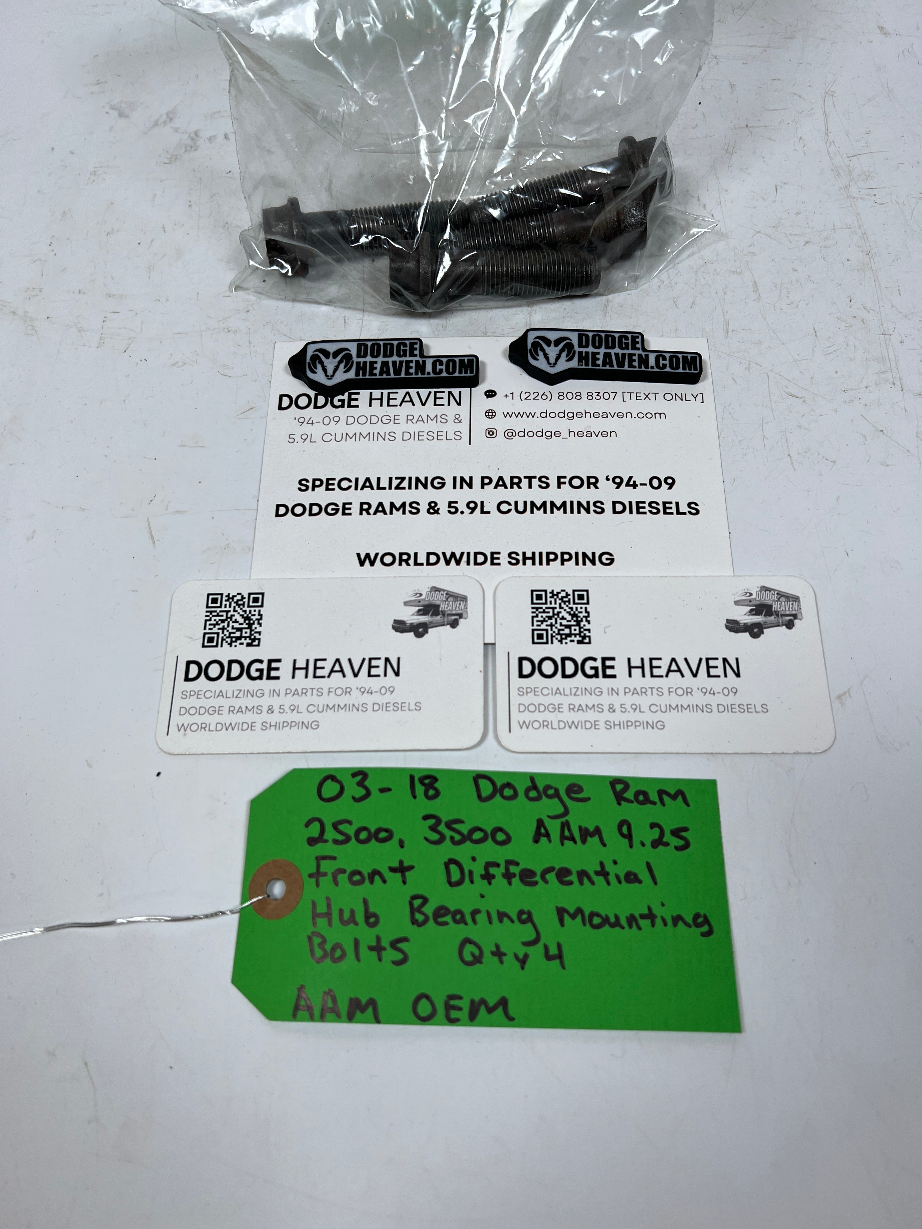 2003-2013 Dodge Ram AAM 9.25 Front Diff Wheel Hub Bearing Bolts QTY 4