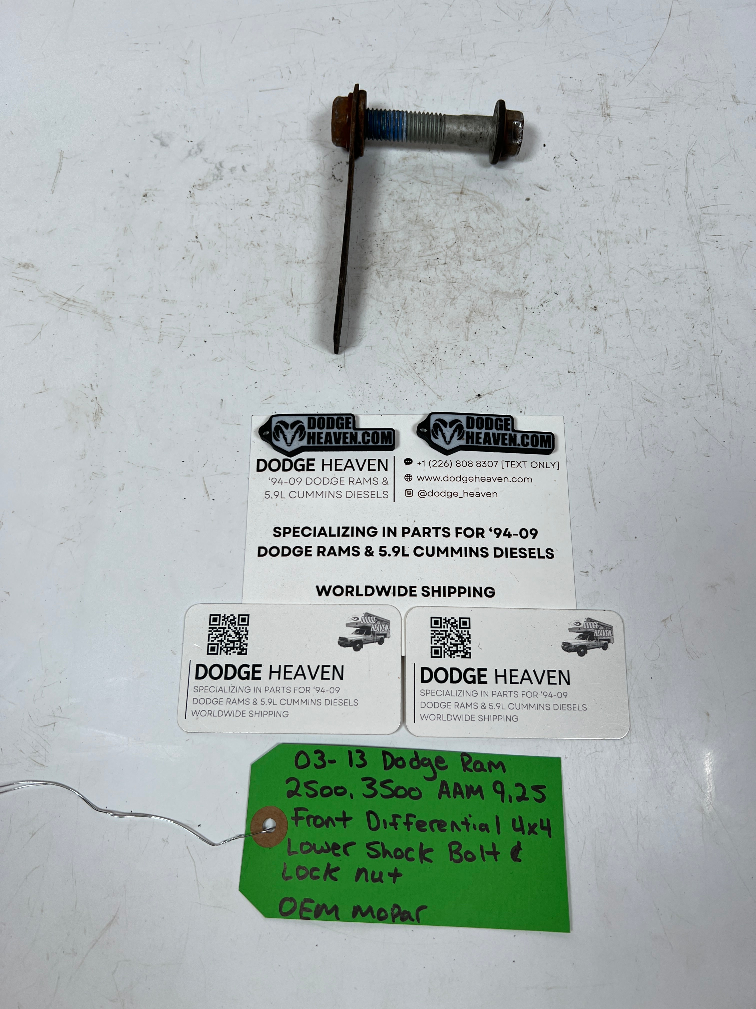 2003-2013 Dodge Ram AAM 9.25 Front Diff 4x4 Lower Shock Bolt & Jam Nut