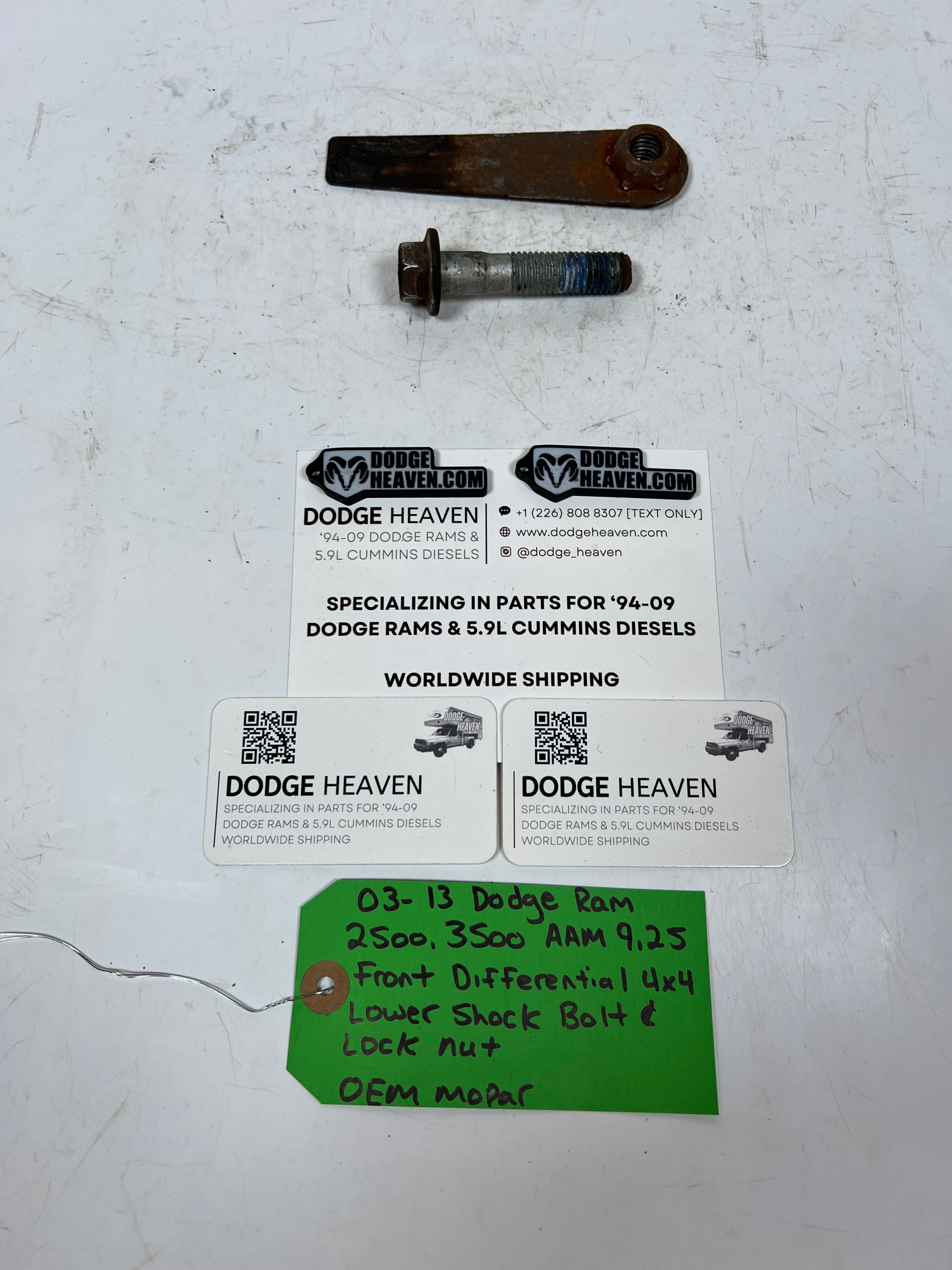 2003-2013 Dodge Ram AAM 9.25 Front Diff 4x4 Lower Shock Bolt & Jam Nut