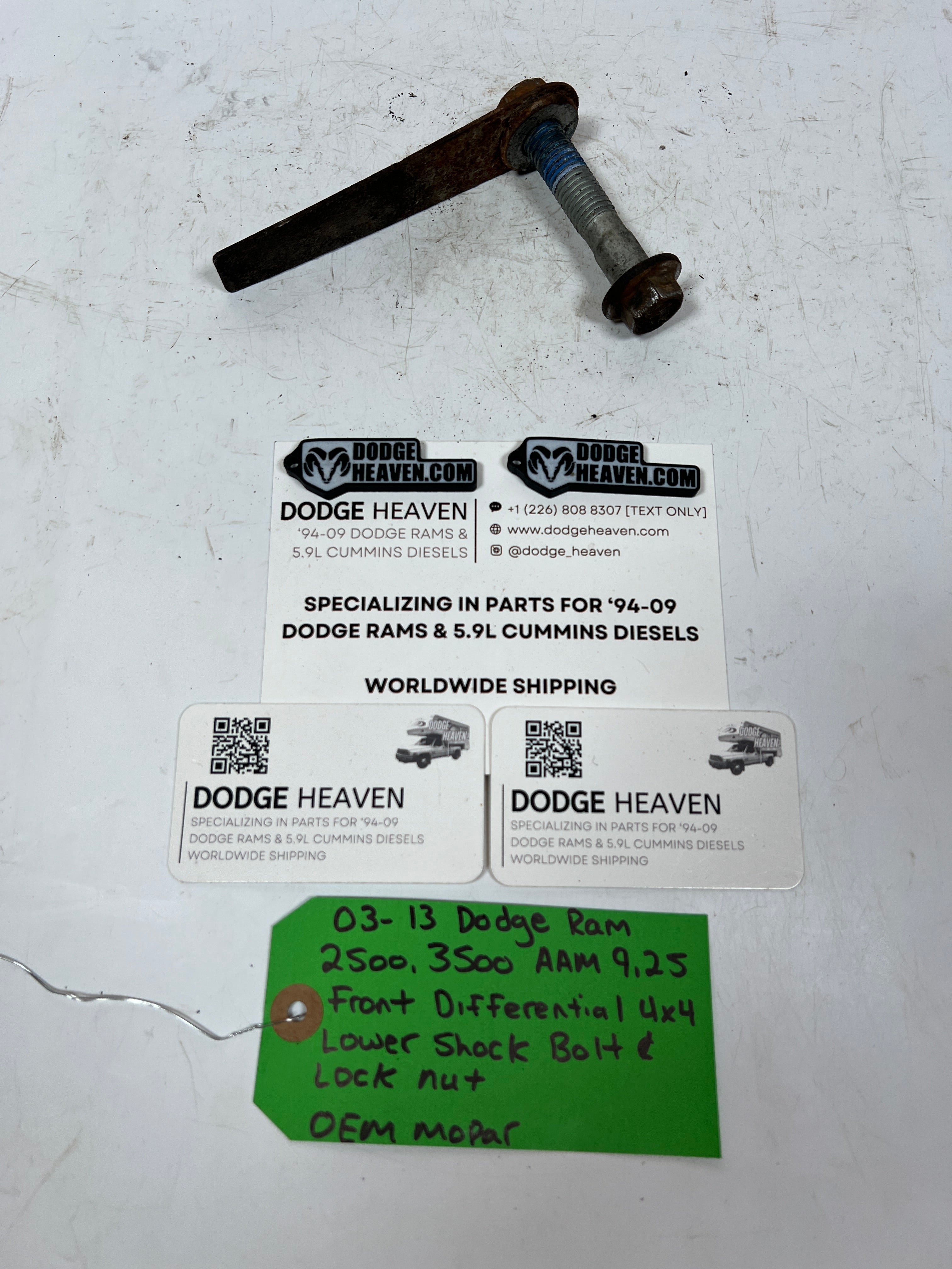 2003-2013 Dodge Ram AAM 9.25 Front Diff 4x4 Lower Shock Bolt & Jam Nut