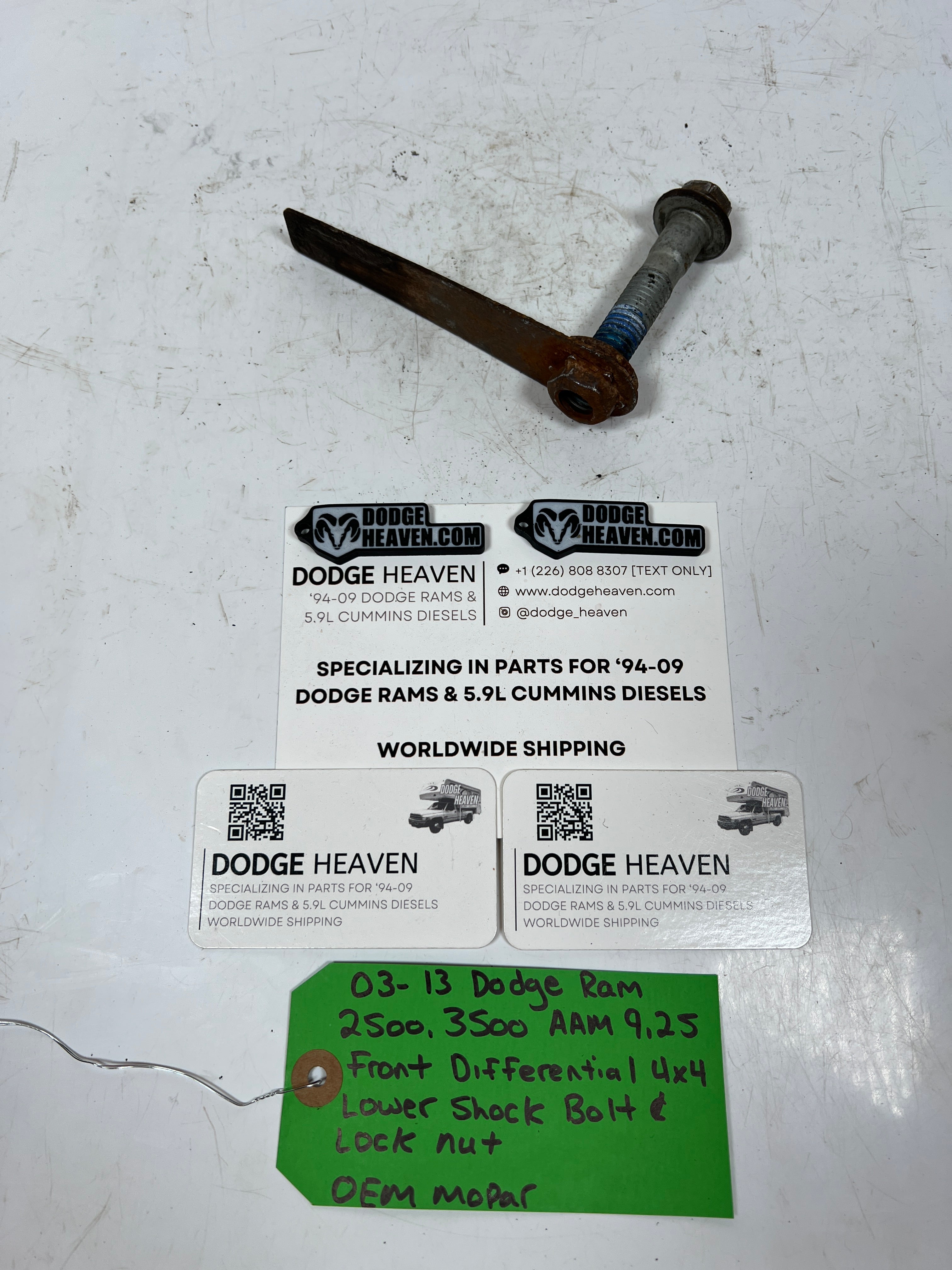 2003-2013 Dodge Ram AAM 9.25 Front Diff 4x4 Lower Shock Bolt & Jam Nut
