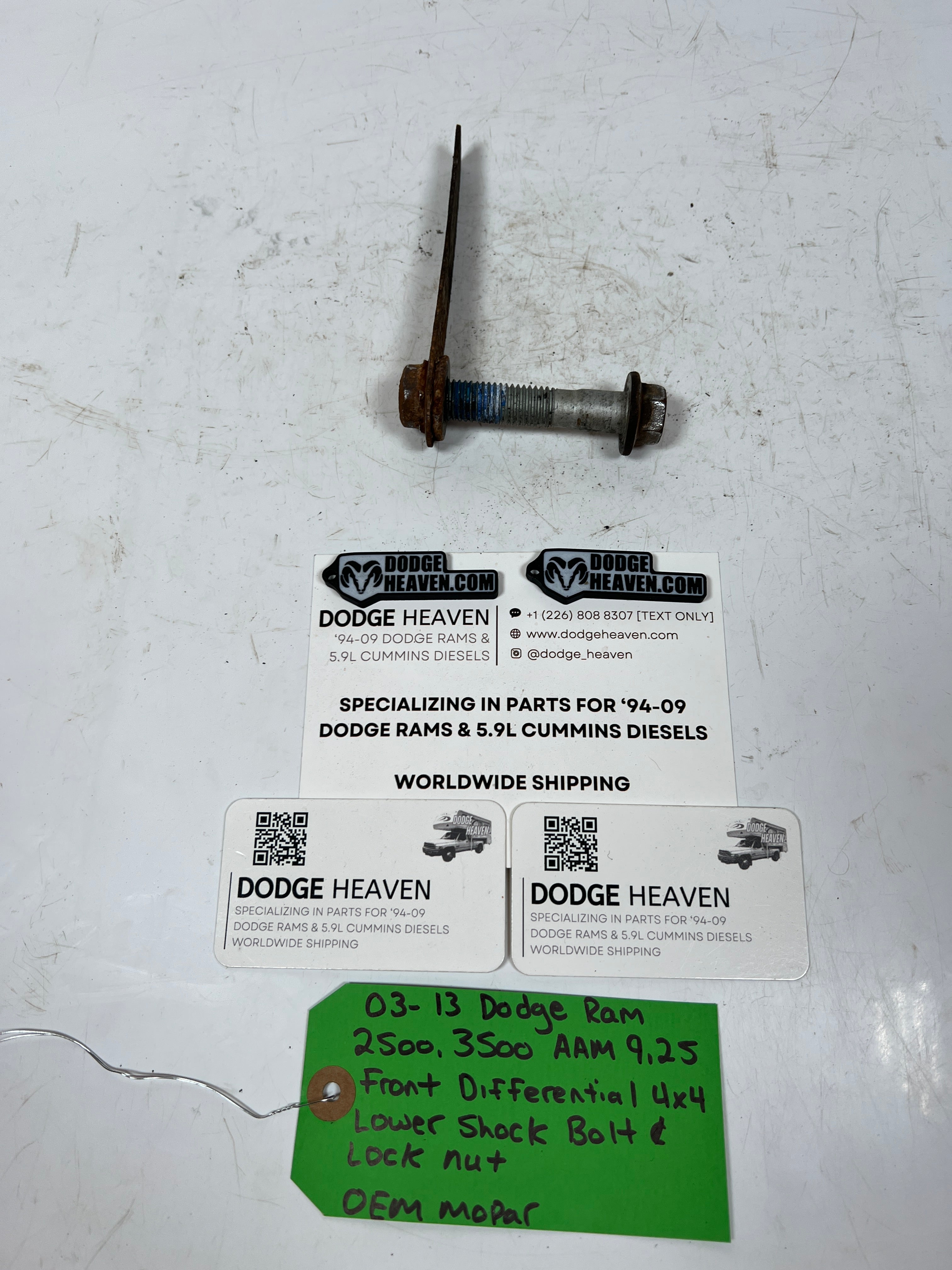 2003-2013 Dodge Ram AAM 9.25 Front Diff 4x4 Lower Shock Bolt & Jam Nut