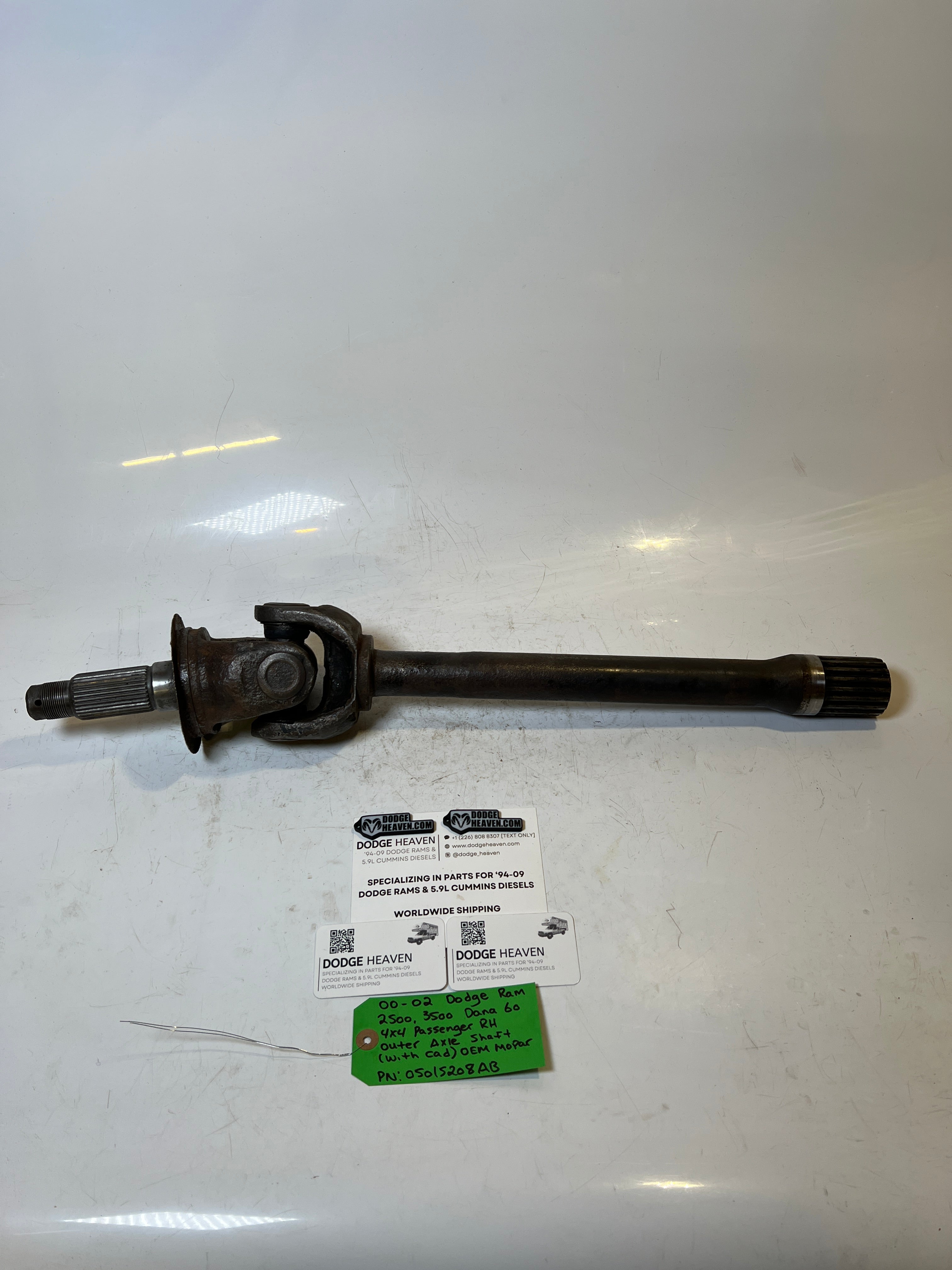 2000-2002 Dodge Ram 2500 3500 Dana 60 Passenger RH Outer Axle Shaft With CAD