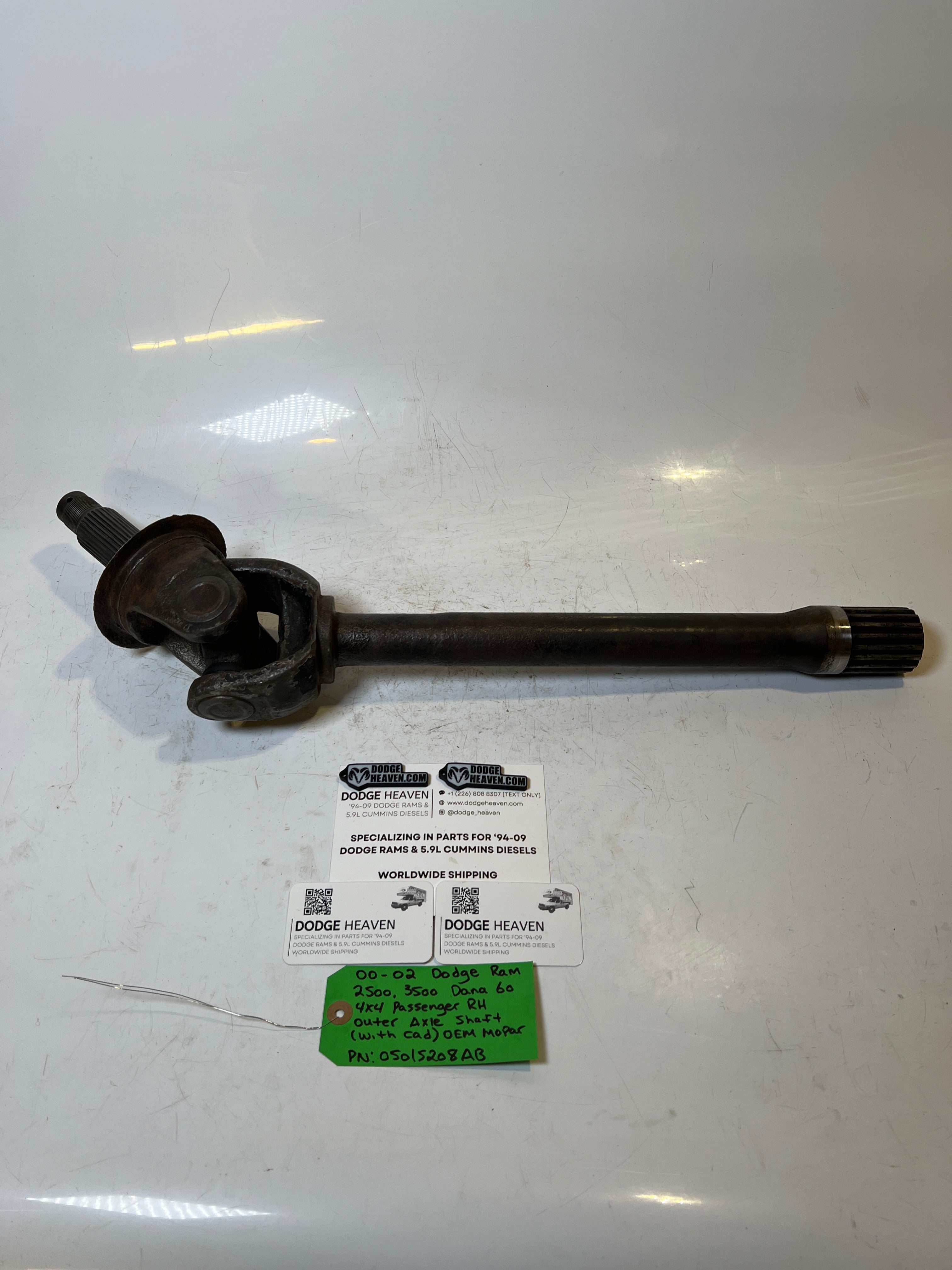 2000-2002 Dodge Ram 2500 3500 Dana 60 Passenger RH Outer Axle Shaft With CAD
