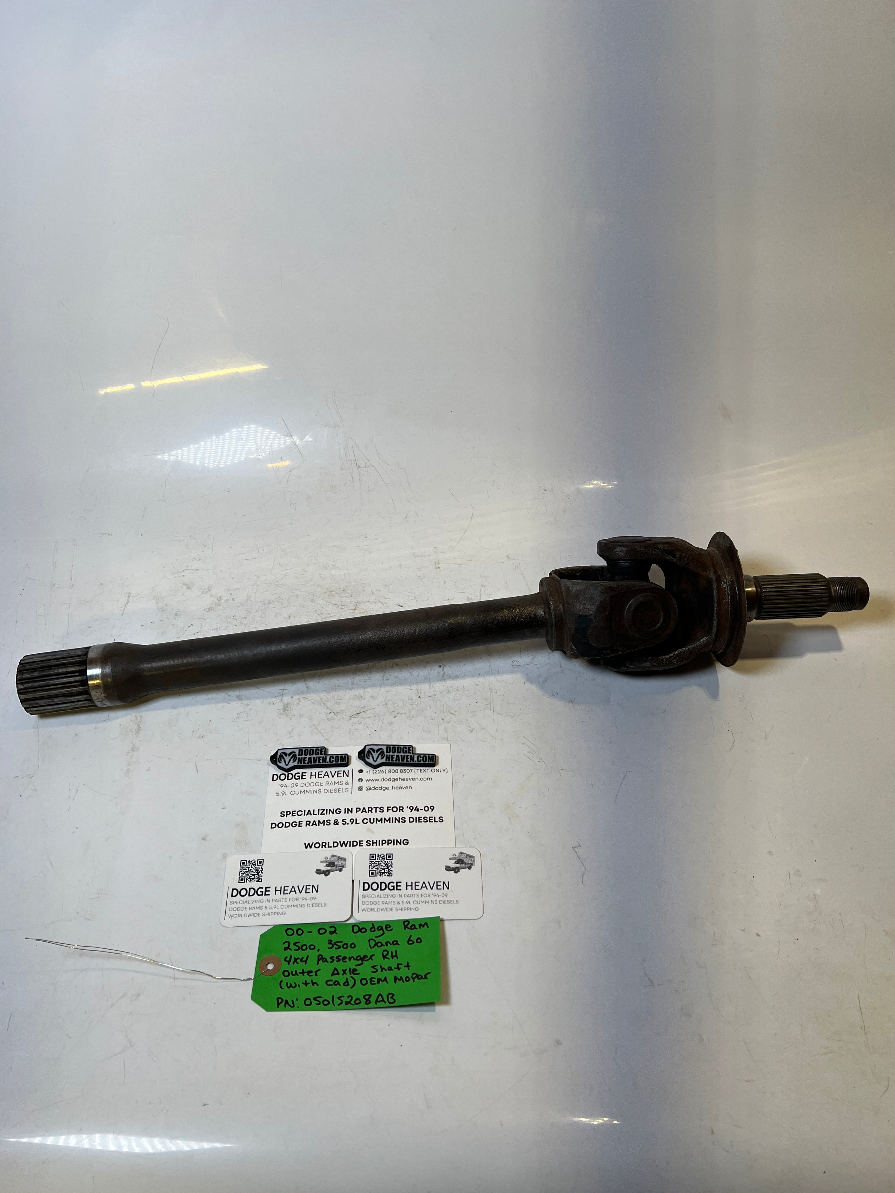 2000-2002 Dodge Ram 2500 3500 Dana 60 Passenger RH Outer Axle Shaft With CAD