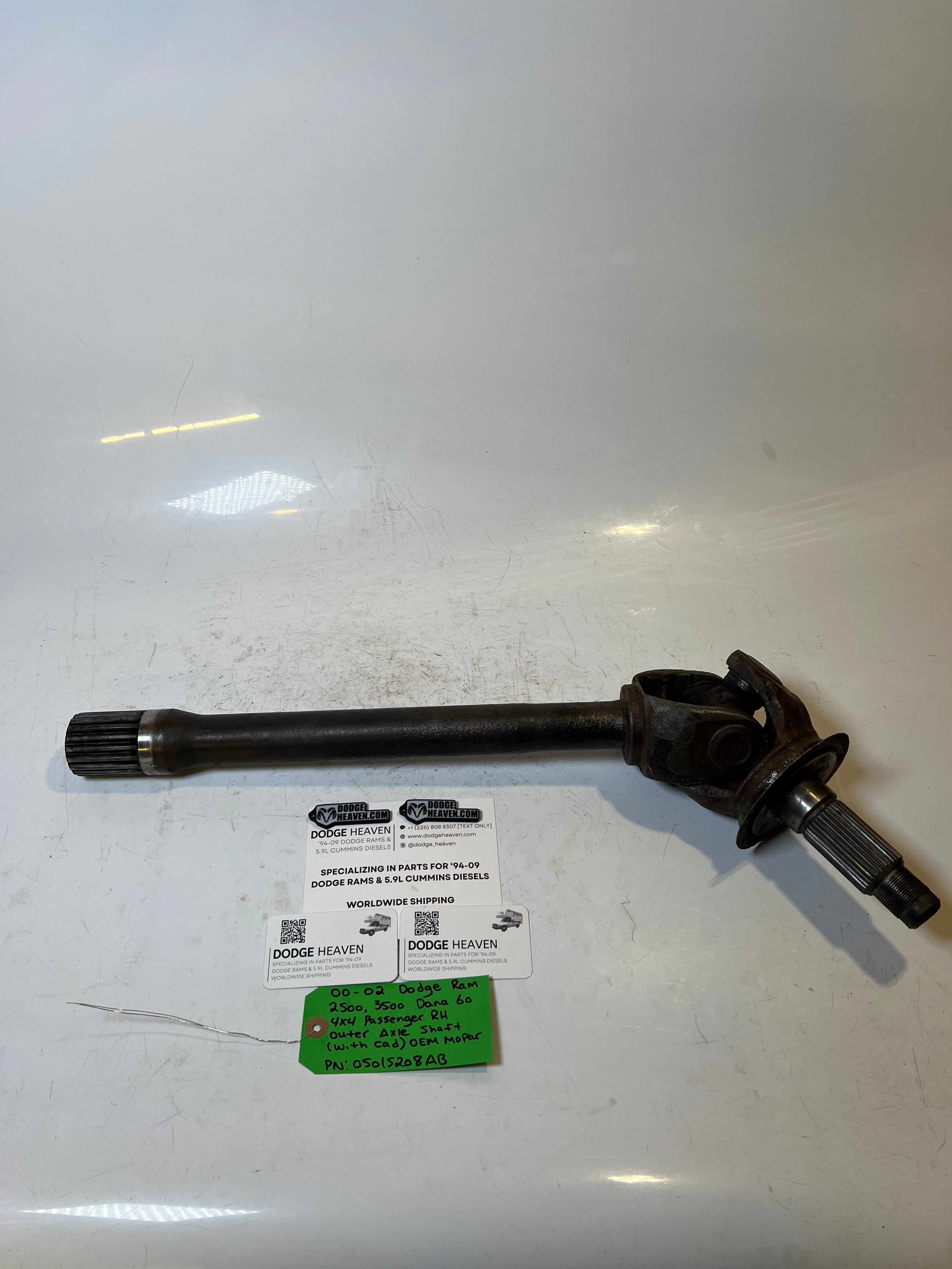 2000-2002 Dodge Ram 2500 3500 Dana 60 Passenger RH Outer Axle Shaft With CAD