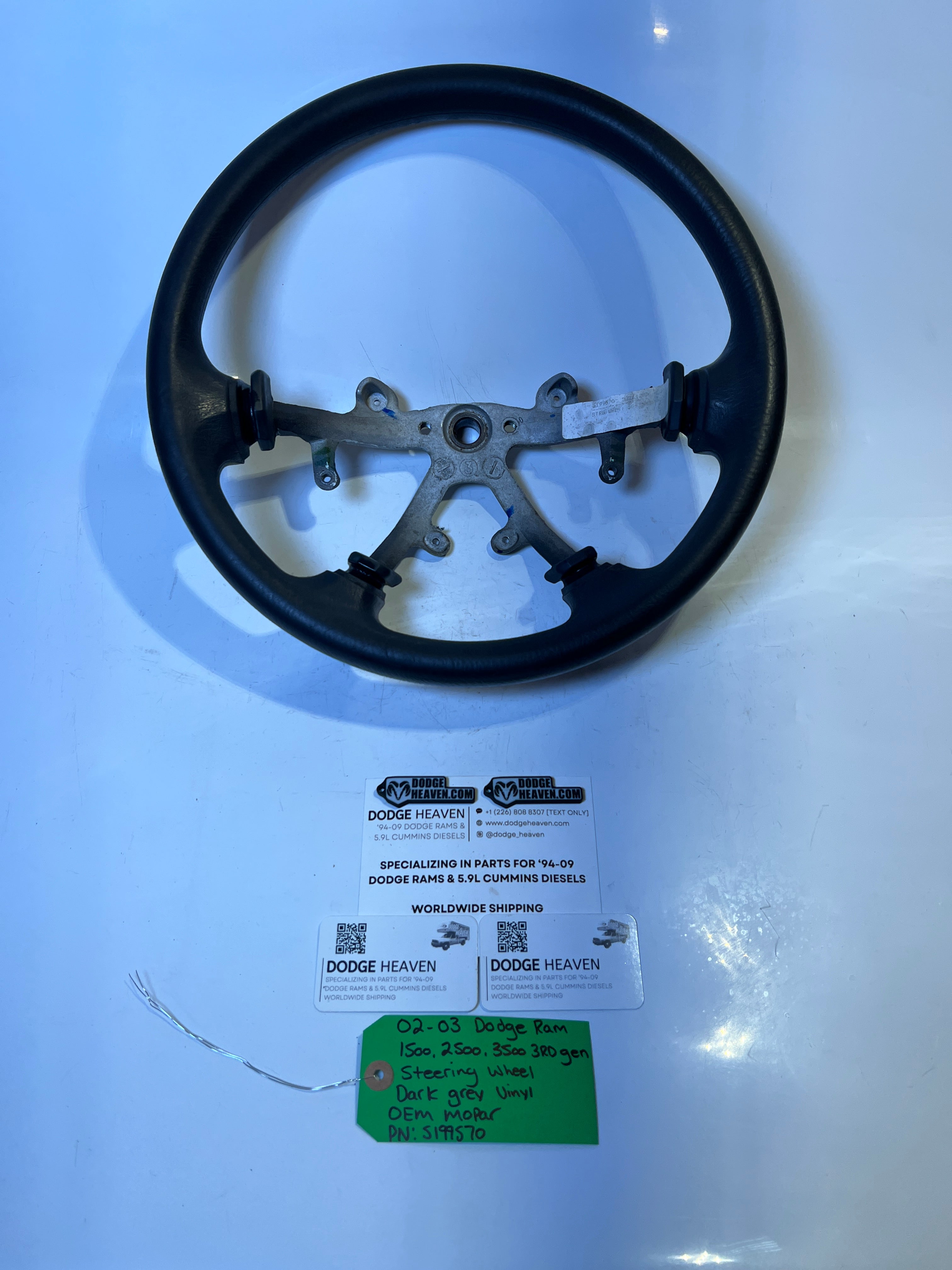 2002-2003 Dodge Ram 1500-3500 Steering Wheel Dark Grey Vinyl