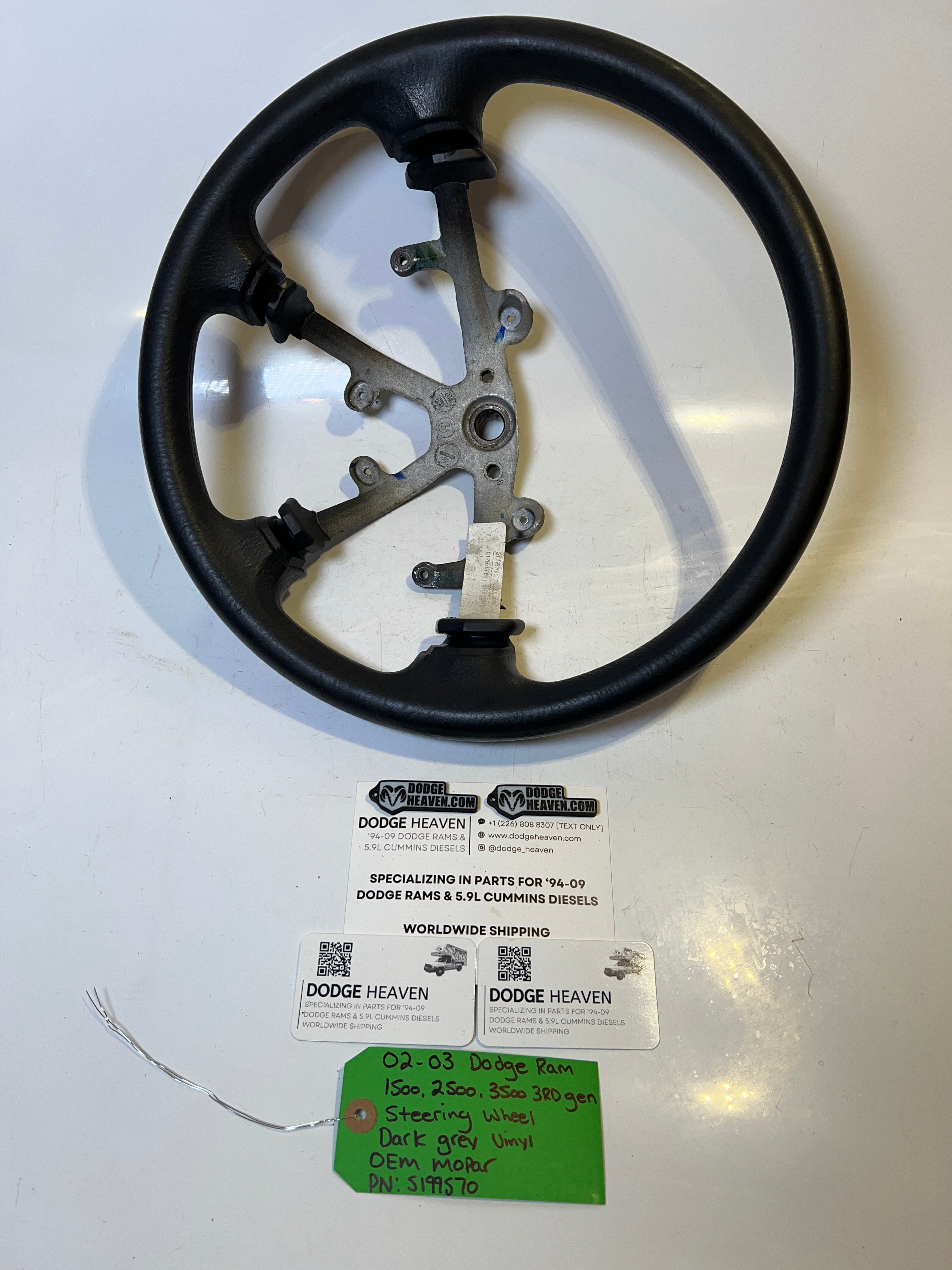 2002-2003 Dodge Ram 1500-3500 Steering Wheel Dark Grey Vinyl
