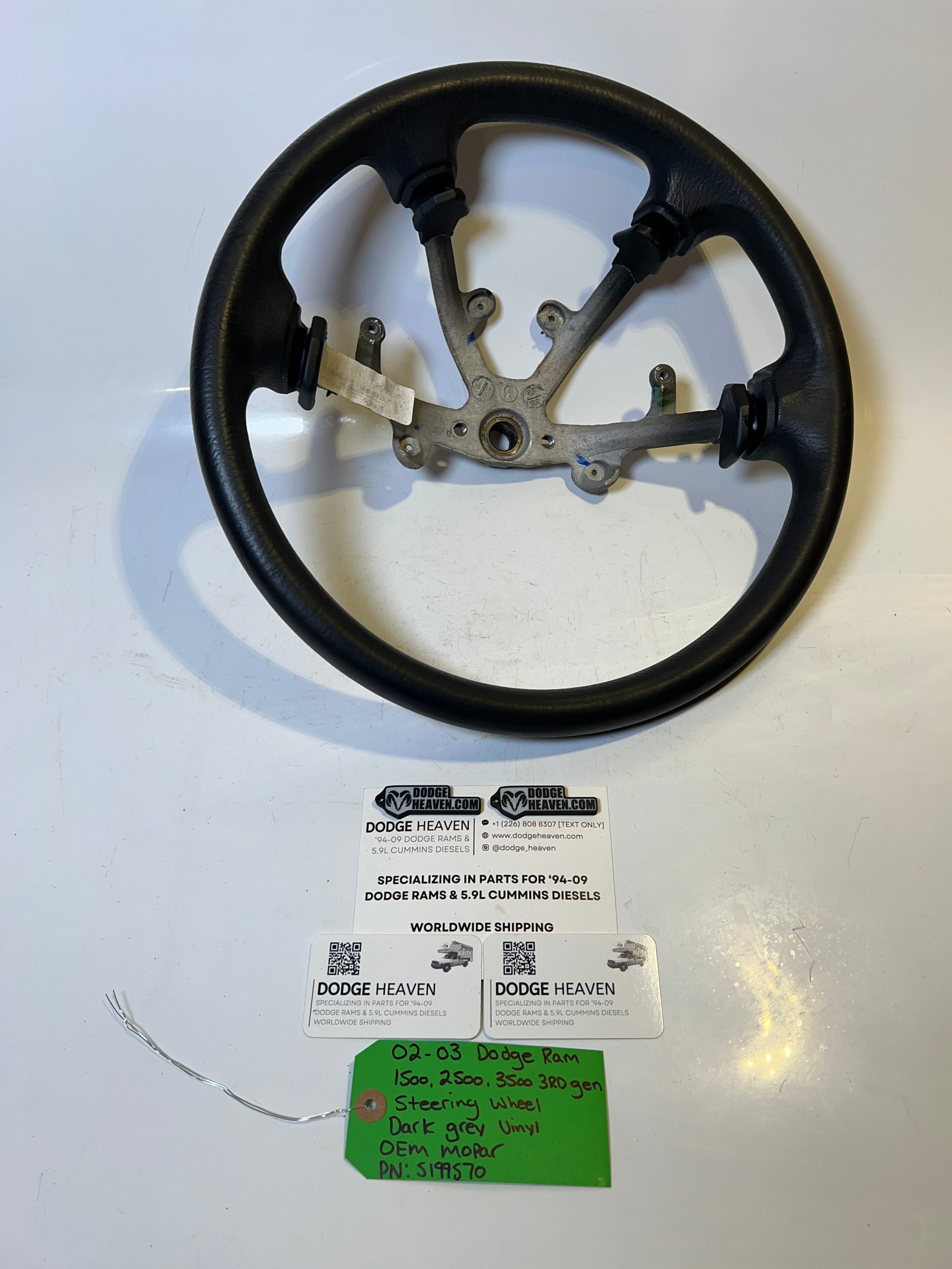 2002-2003 Dodge Ram 1500-3500 Steering Wheel Dark Grey Vinyl