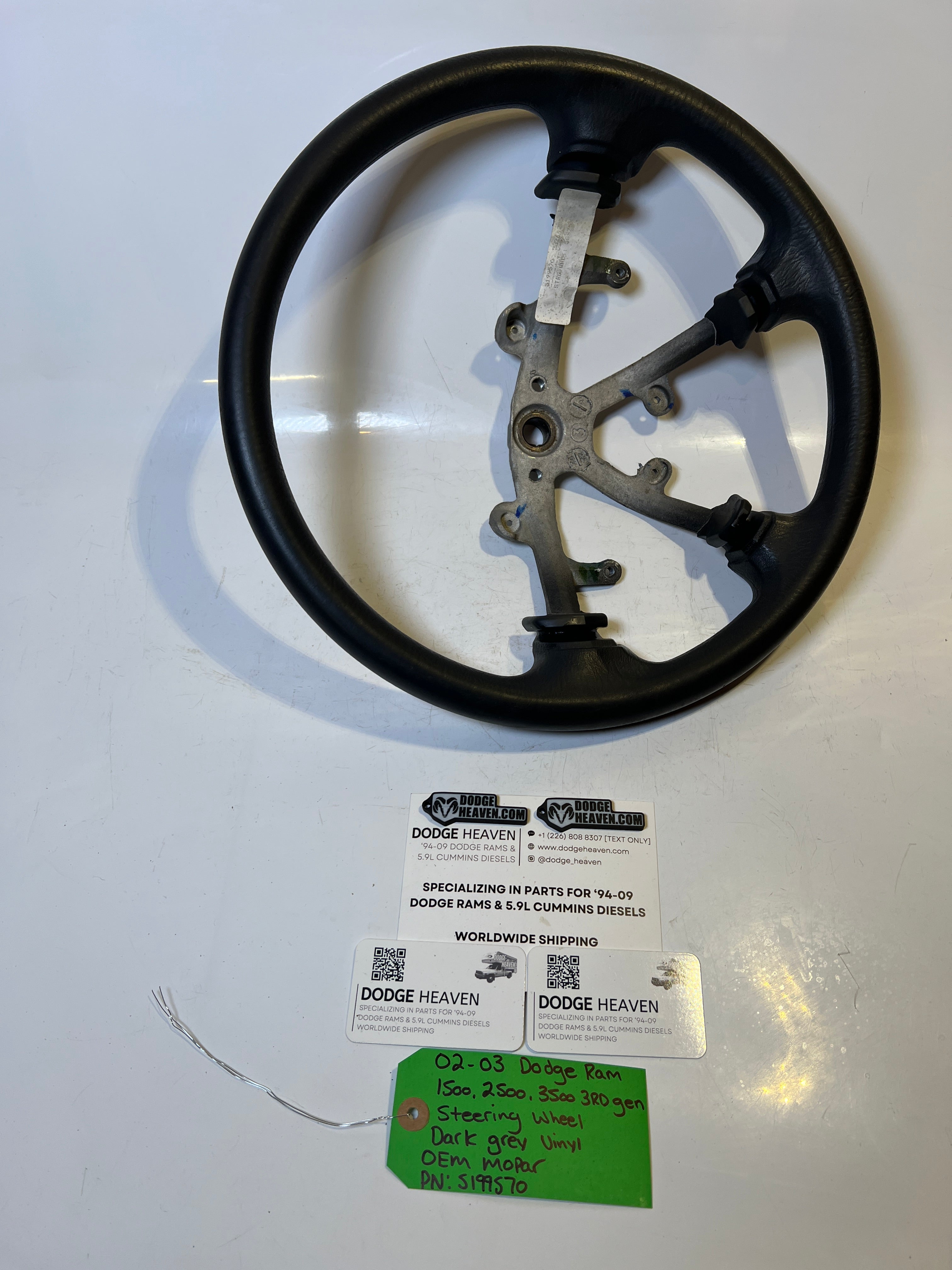 2002-2003 Dodge Ram 1500-3500 Steering Wheel Dark Grey Vinyl