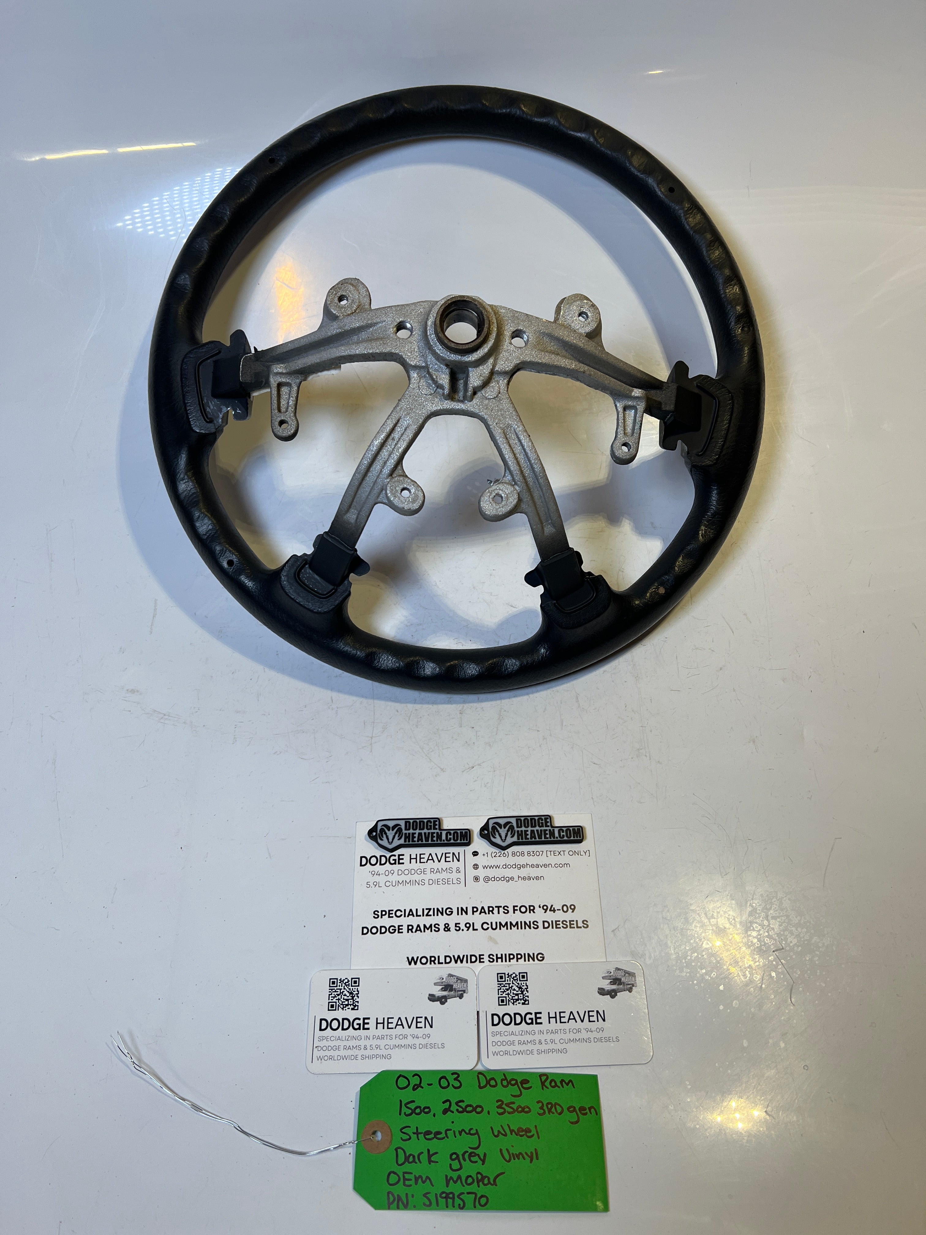 2002-2003 Dodge Ram 1500-3500 Steering Wheel Dark Grey Vinyl