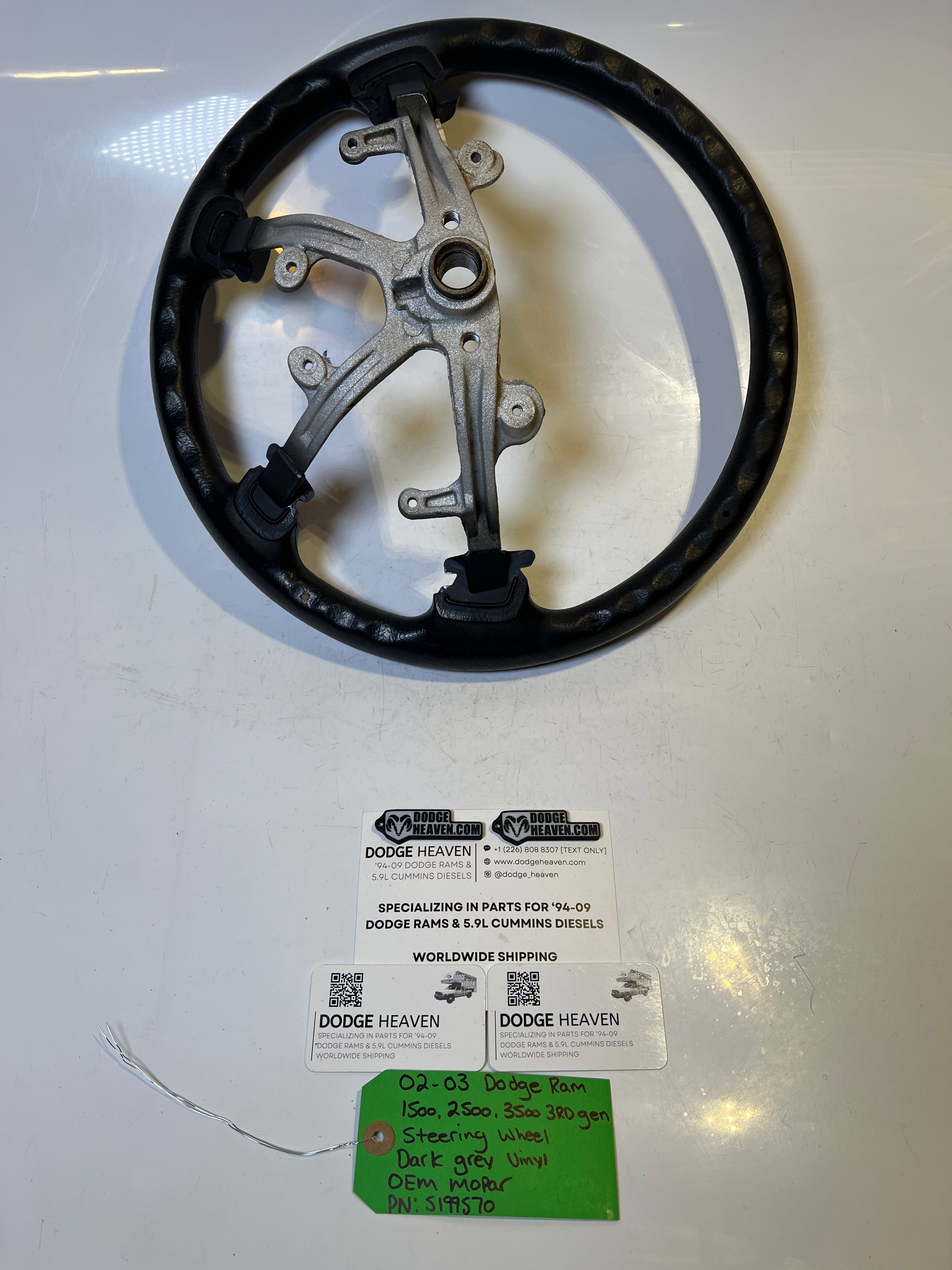 2002-2003 Dodge Ram 1500-3500 Steering Wheel Dark Grey Vinyl