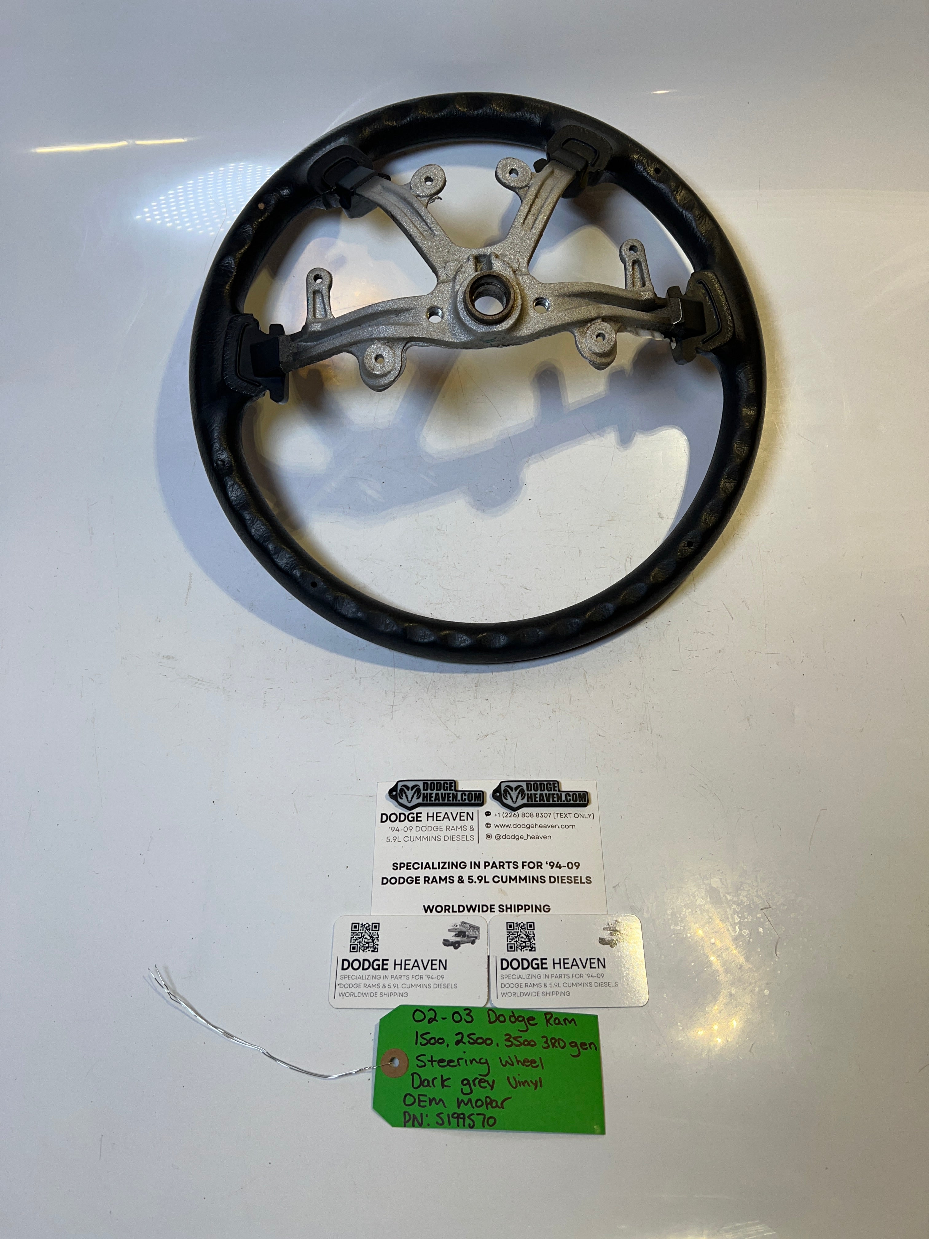 2002-2003 Dodge Ram 1500-3500 Steering Wheel Dark Grey Vinyl