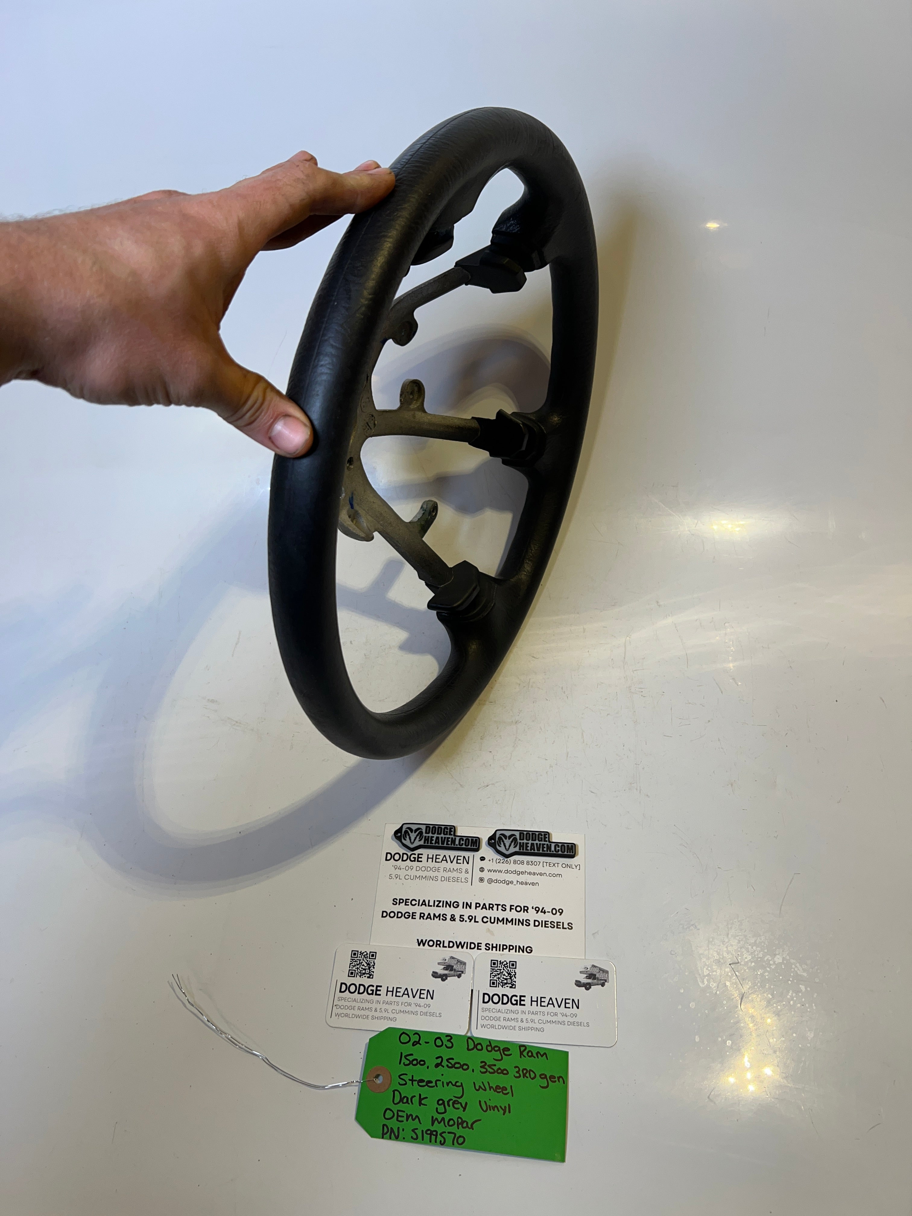 2002-2003 Dodge Ram 1500-3500 Steering Wheel Dark Grey Vinyl