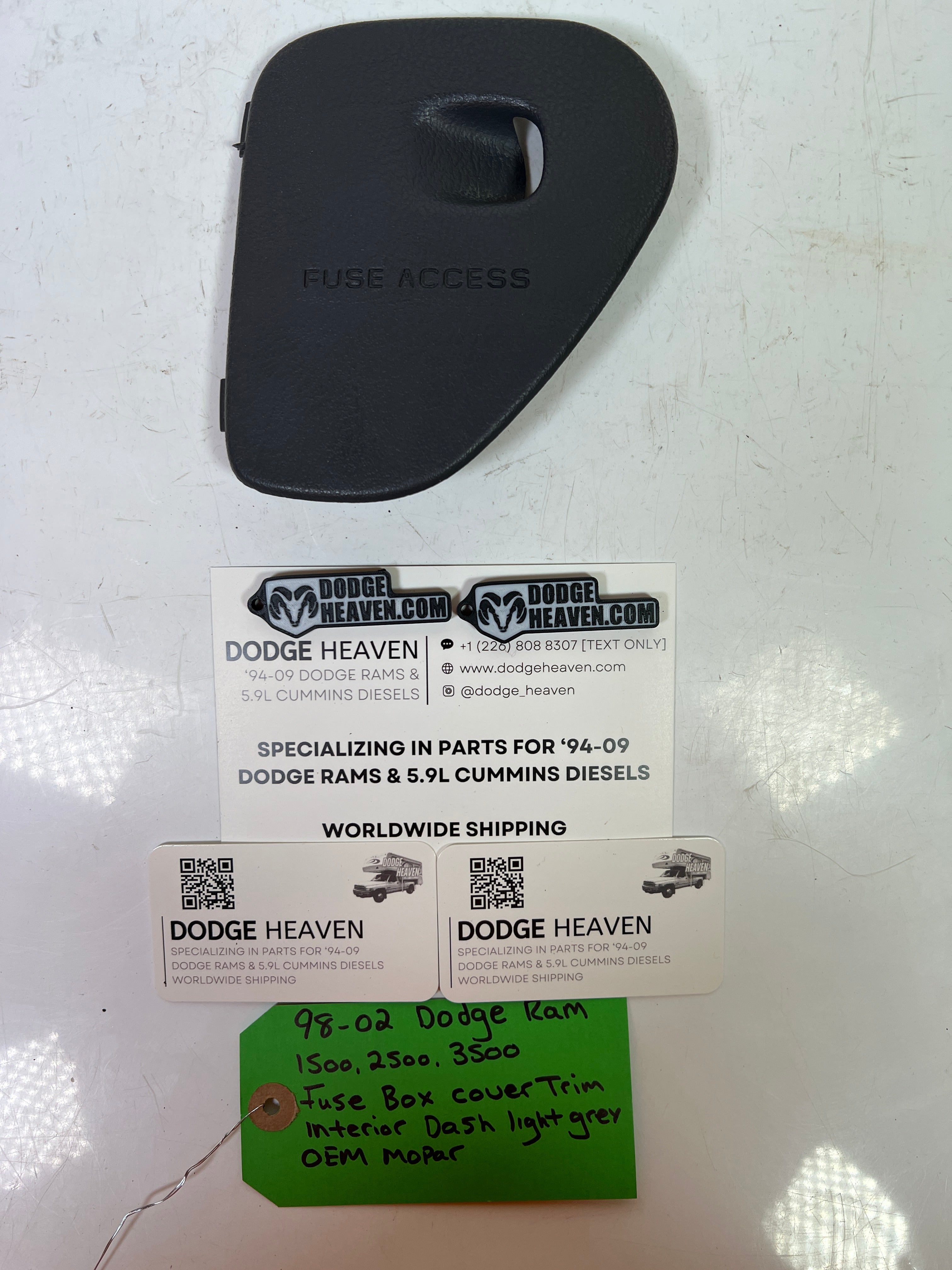 1998-2002 Dodge Ram 1500-3500 Interior Dash Fuse Box Cover Trim Light Grey