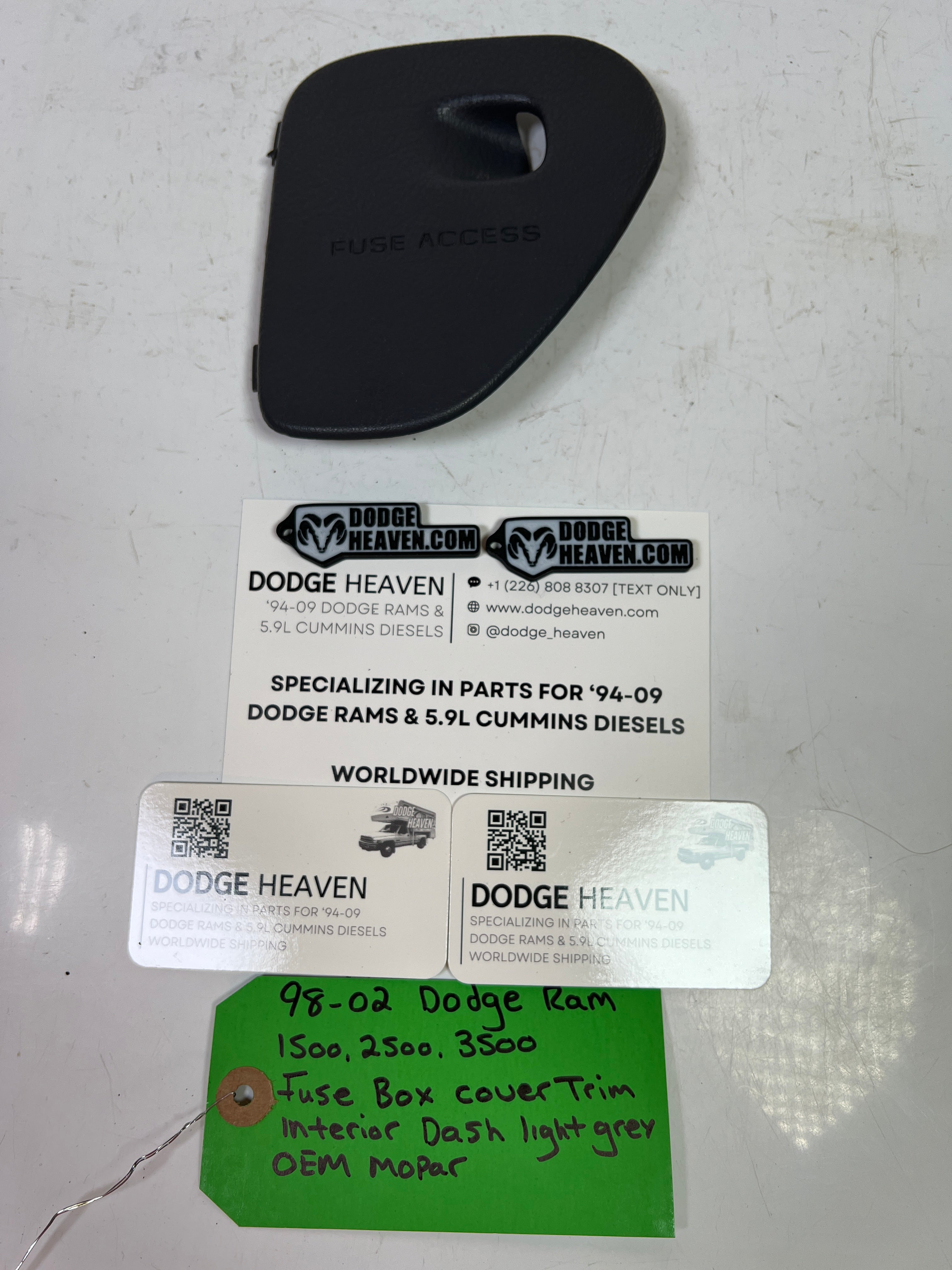 1998-2002 Dodge Ram 1500-3500 Interior Dash Fuse Box Cover Trim Light Grey