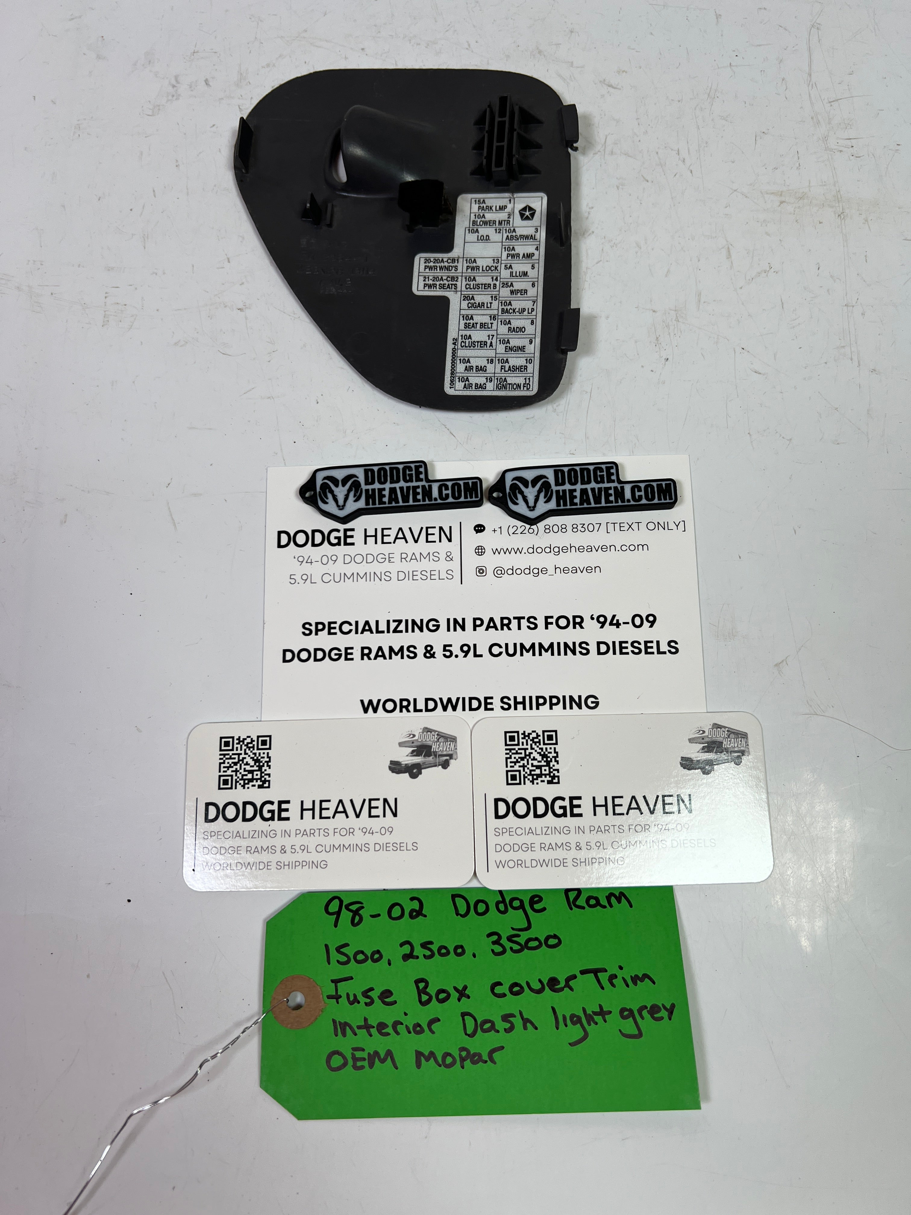 1998-2002 Dodge Ram 1500-3500 Interior Dash Fuse Box Cover Trim Light Grey
