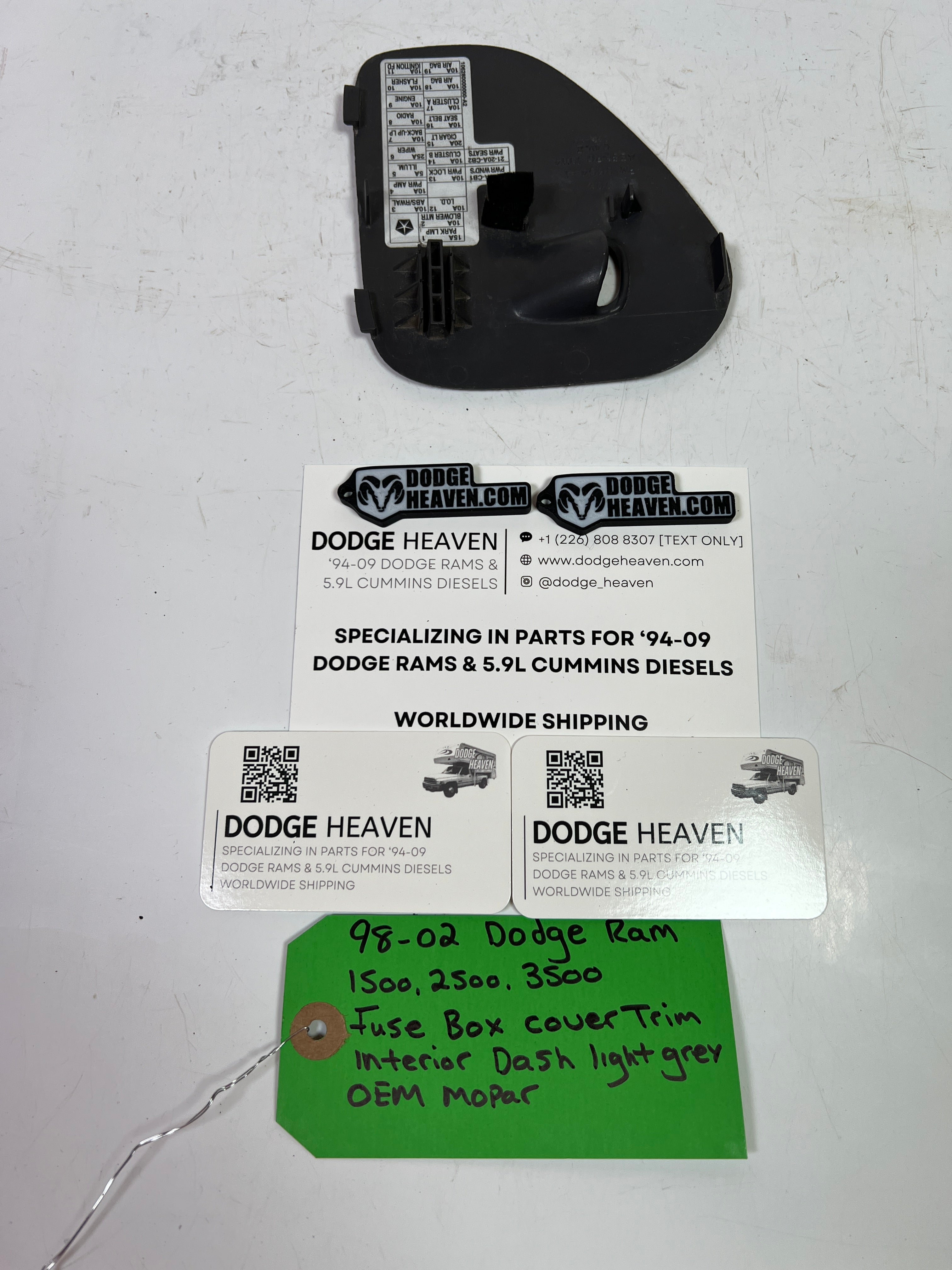 1998-2002 Dodge Ram 1500-3500 Interior Dash Fuse Box Cover Trim Light Grey