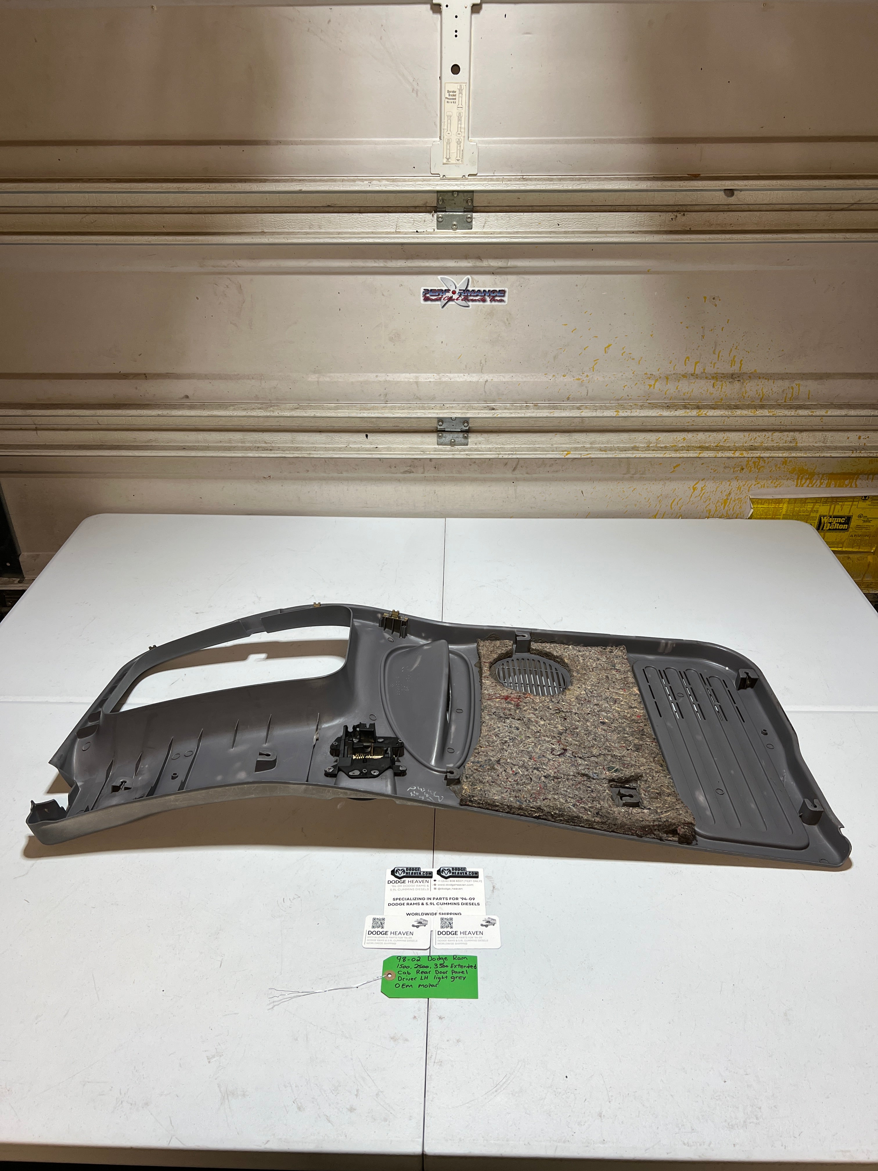 1998-2002 Dodge Ram 1500-3500 Ext Cab Driver Rear Door Panel Light Grey