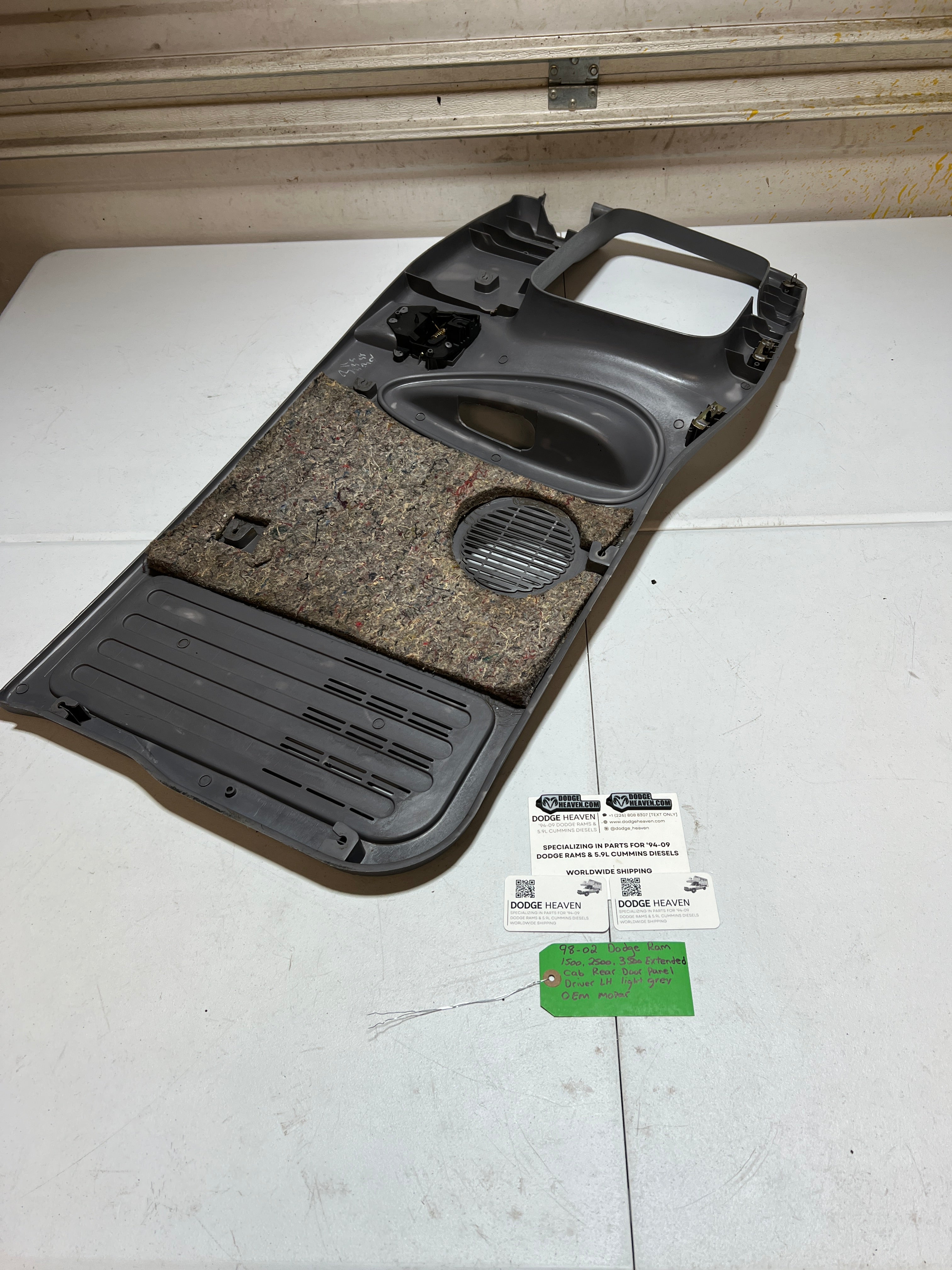 1998-2002 Dodge Ram 1500-3500 Ext Cab Driver Rear Door Panel Light Grey