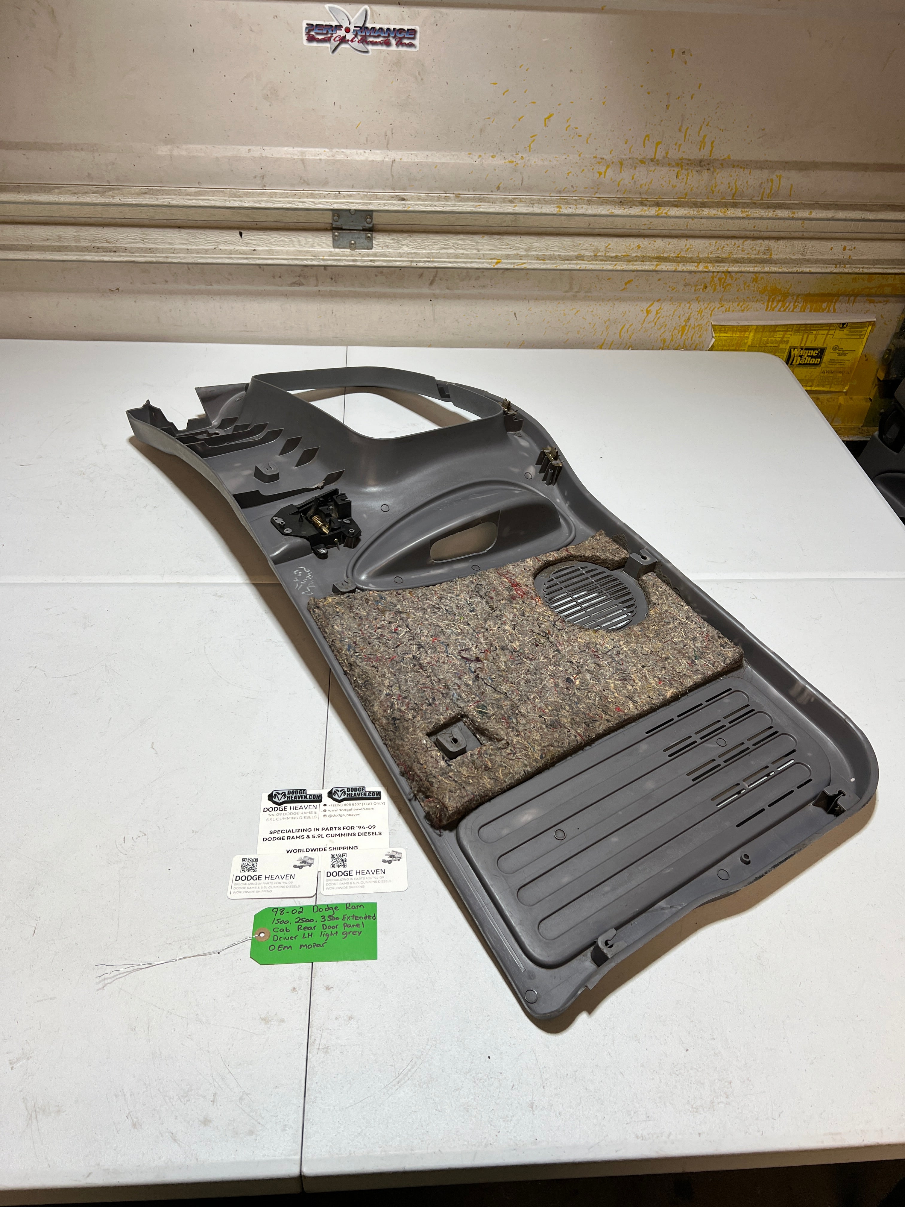 1998-2002 Dodge Ram 1500-3500 Ext Cab Driver Rear Door Panel Light Grey