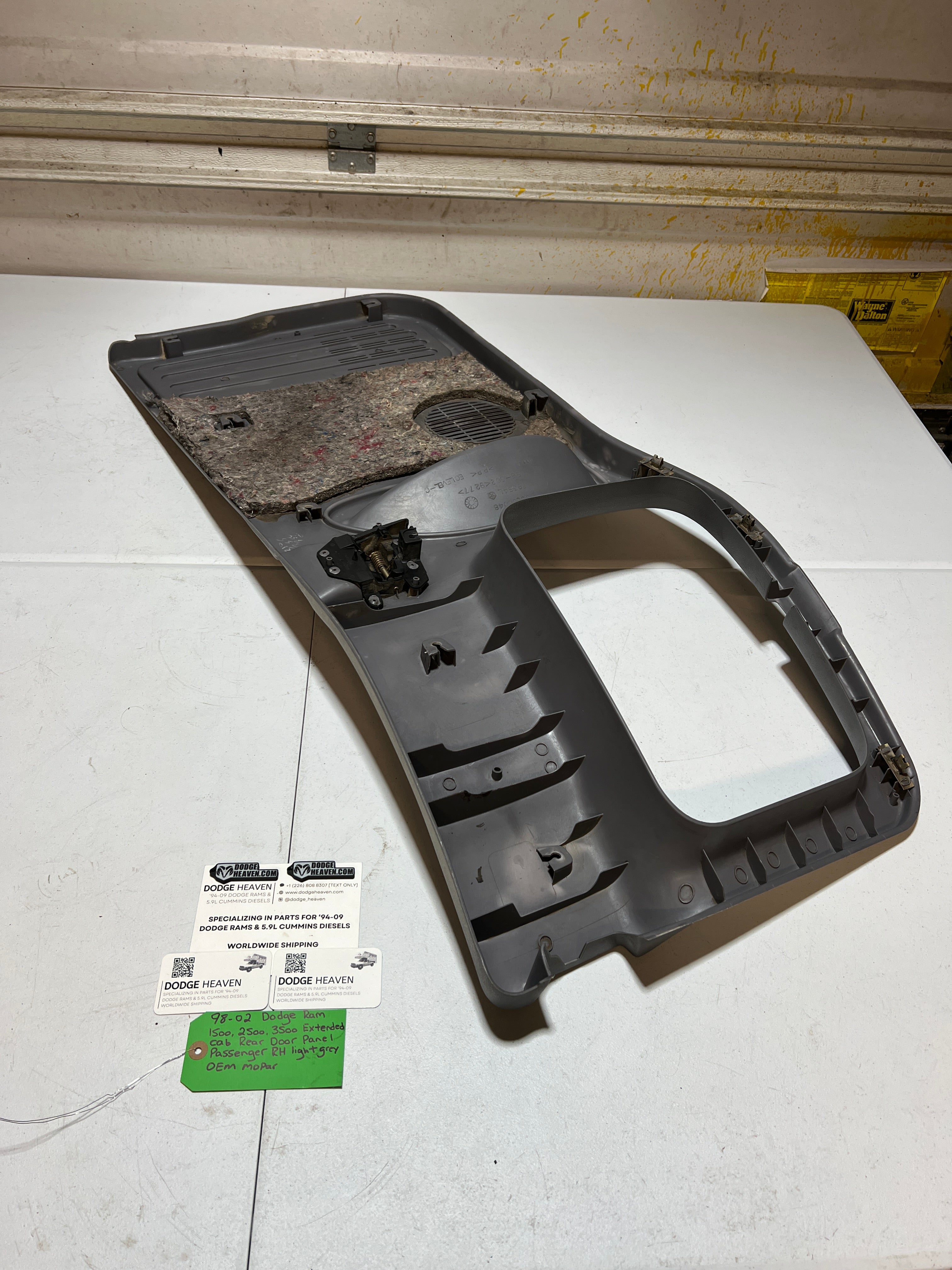 1998-2002 Dodge Ram 1500-3500 Ext Cab Passenger Rear Door Panel Light Grey