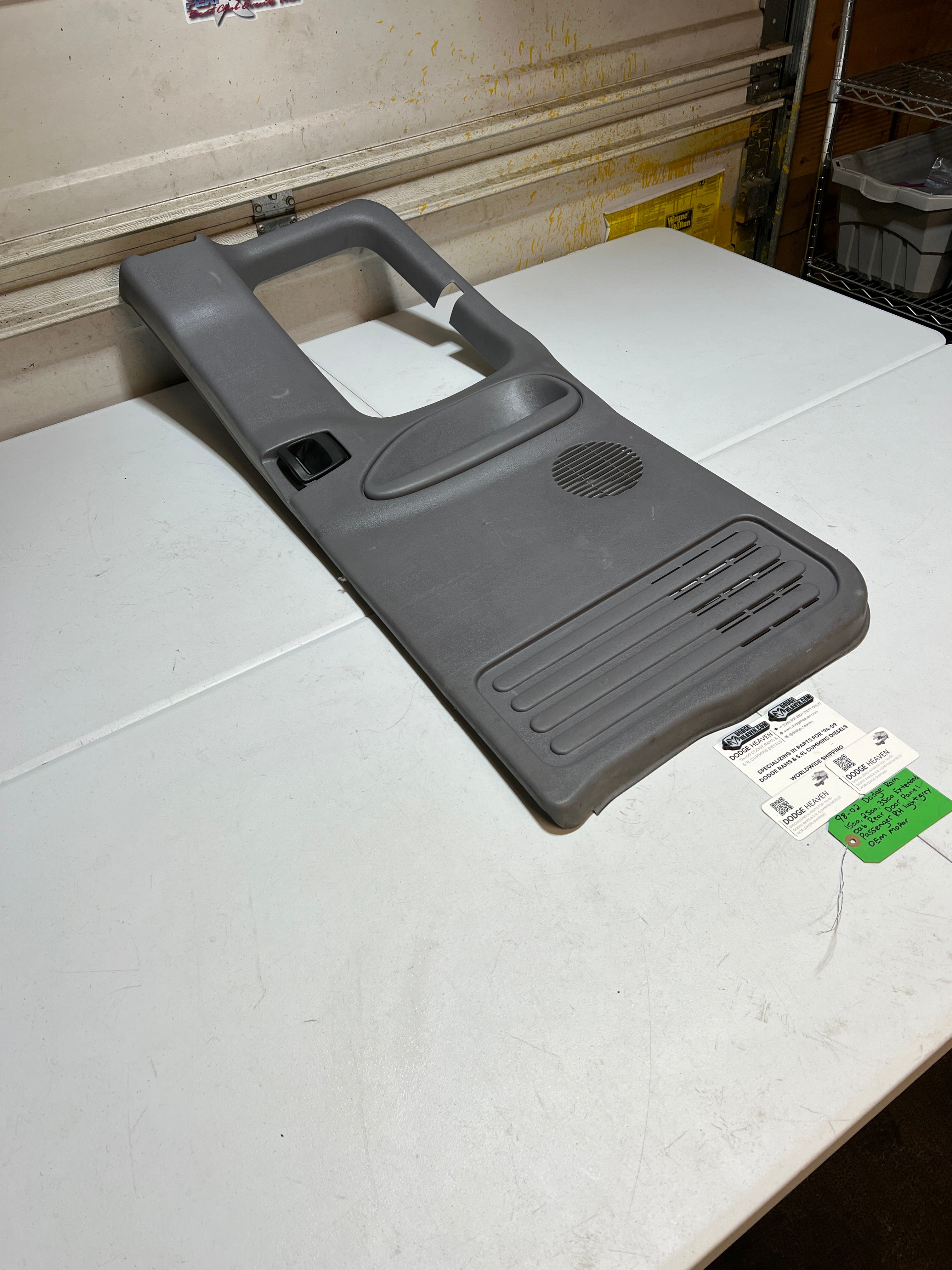 1998-2002 Dodge Ram 1500-3500 Ext Cab Passenger Rear Door Panel Light Grey