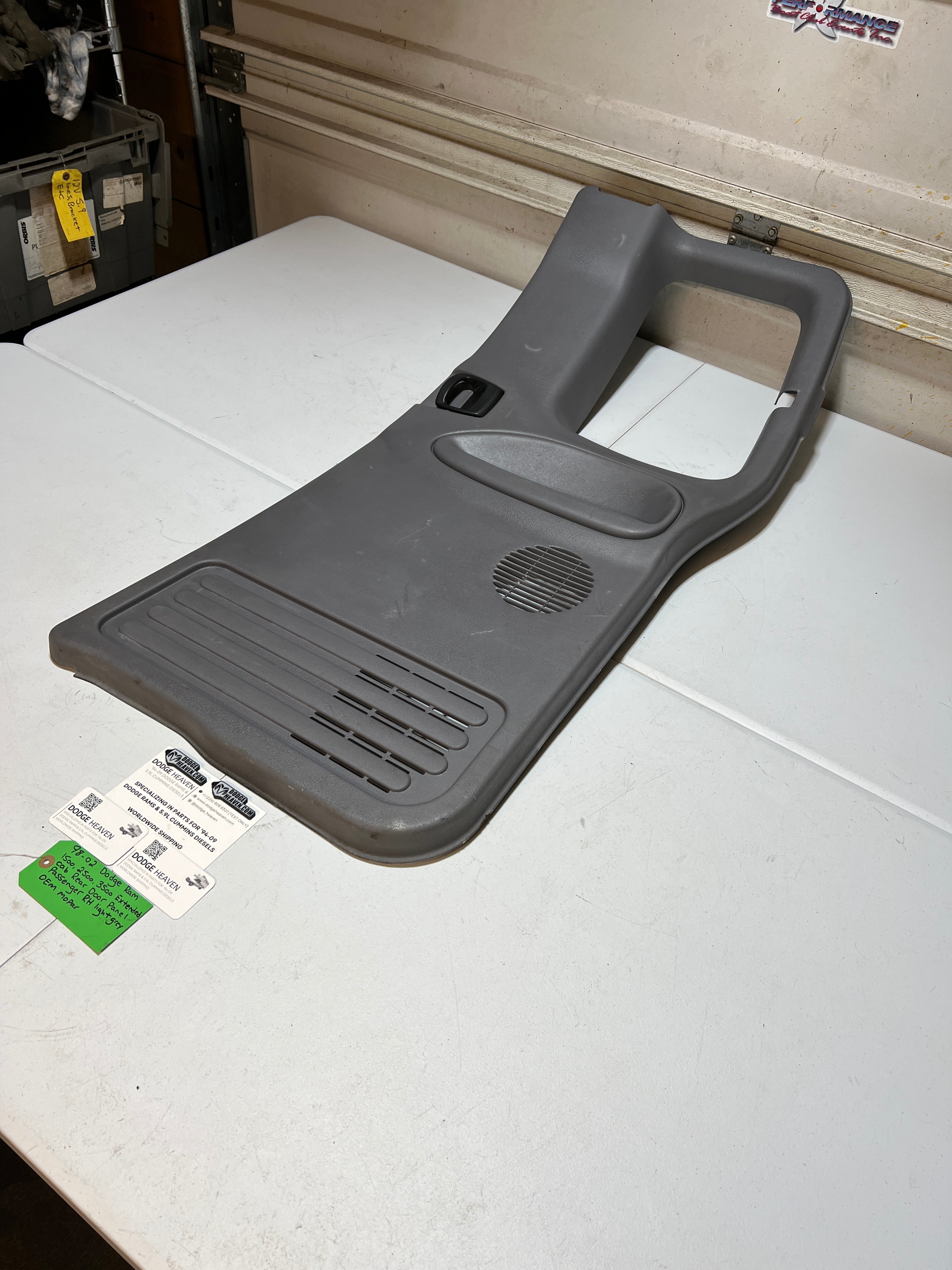 1998-2002 Dodge Ram 1500-3500 Ext Cab Passenger Rear Door Panel Light Grey