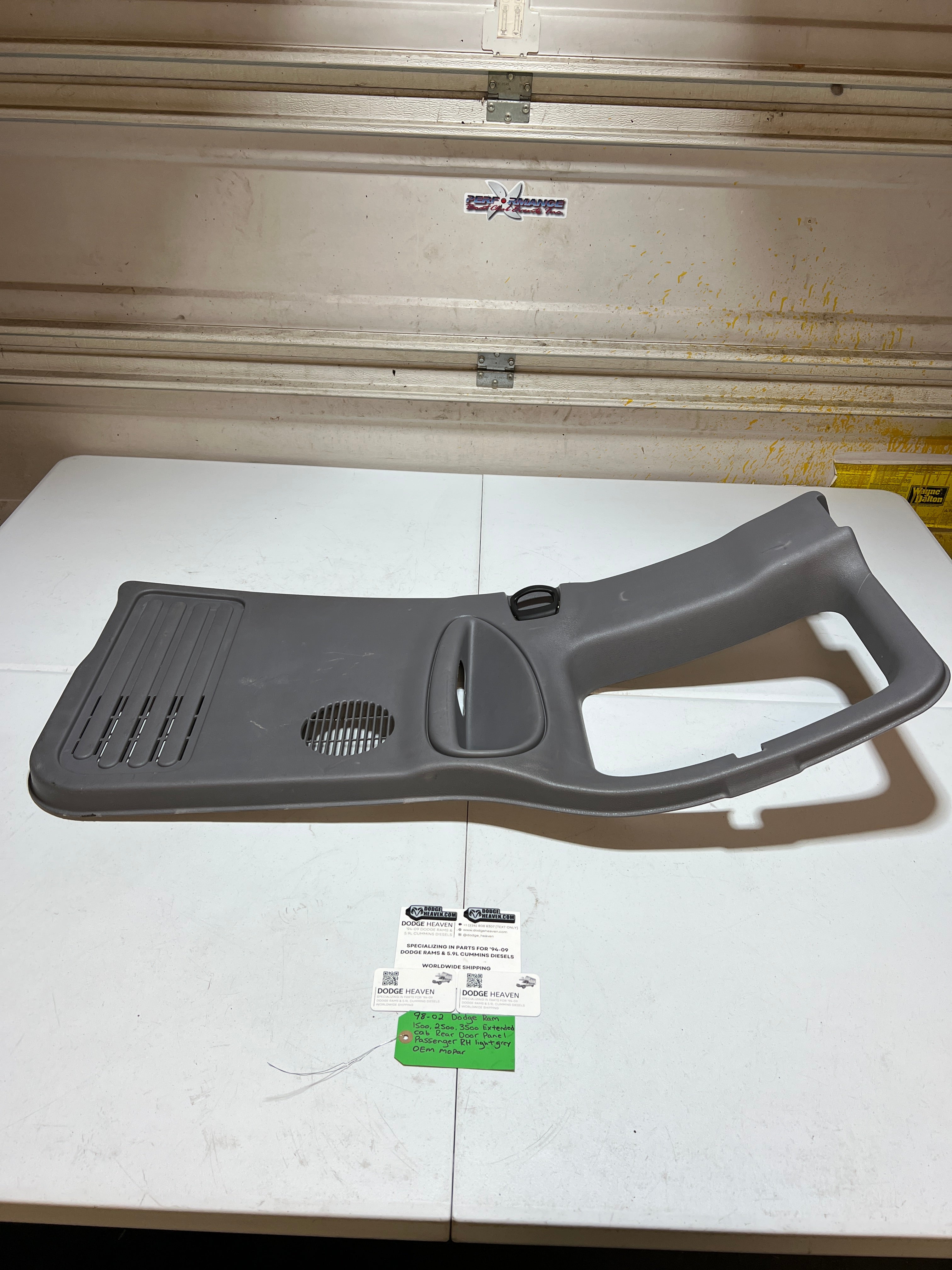 1998-2002 Dodge Ram 1500-3500 Ext Cab Passenger Rear Door Panel Light Grey