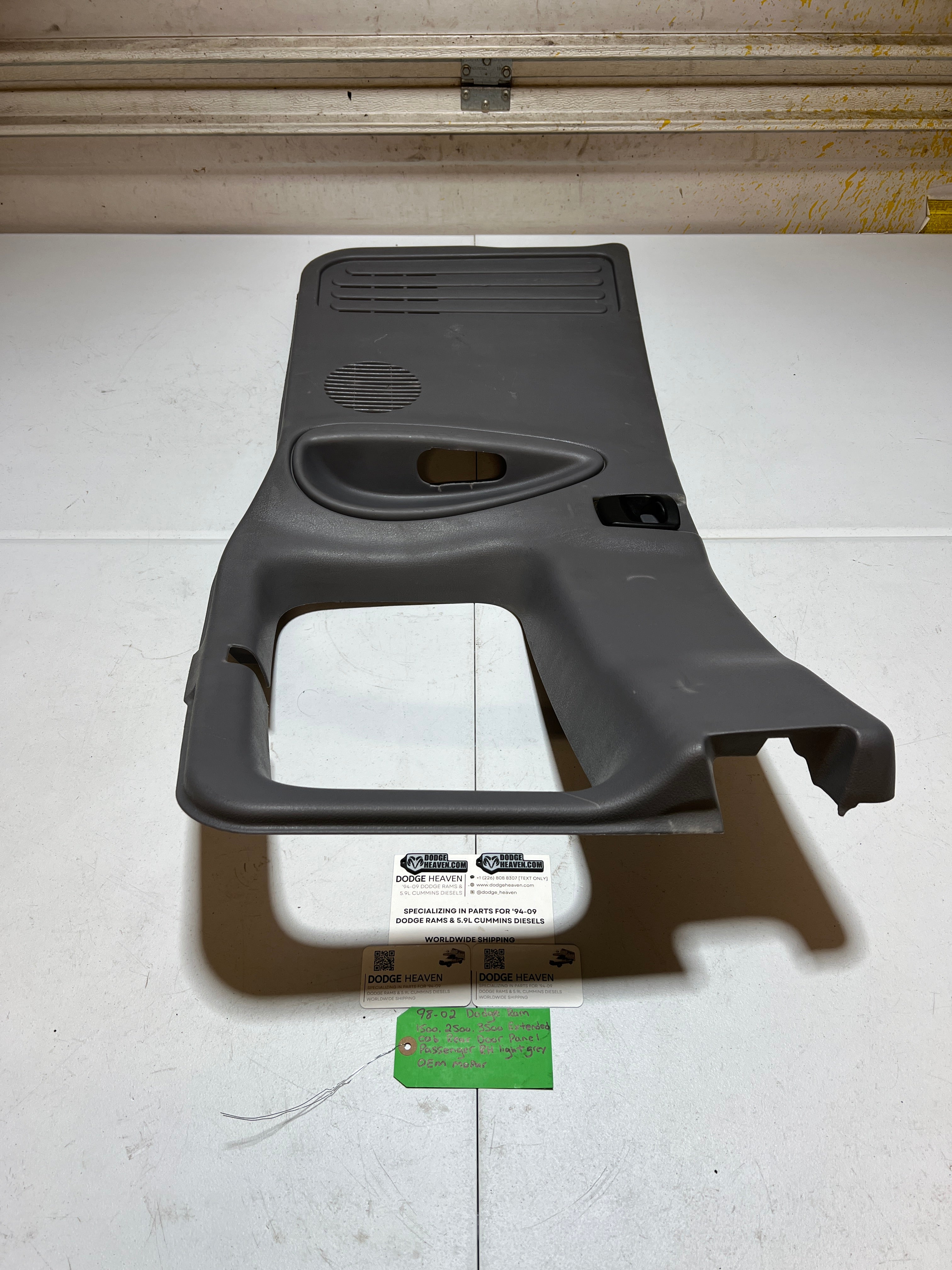 1998-2002 Dodge Ram 1500-3500 Ext Cab Passenger Rear Door Panel Light Grey