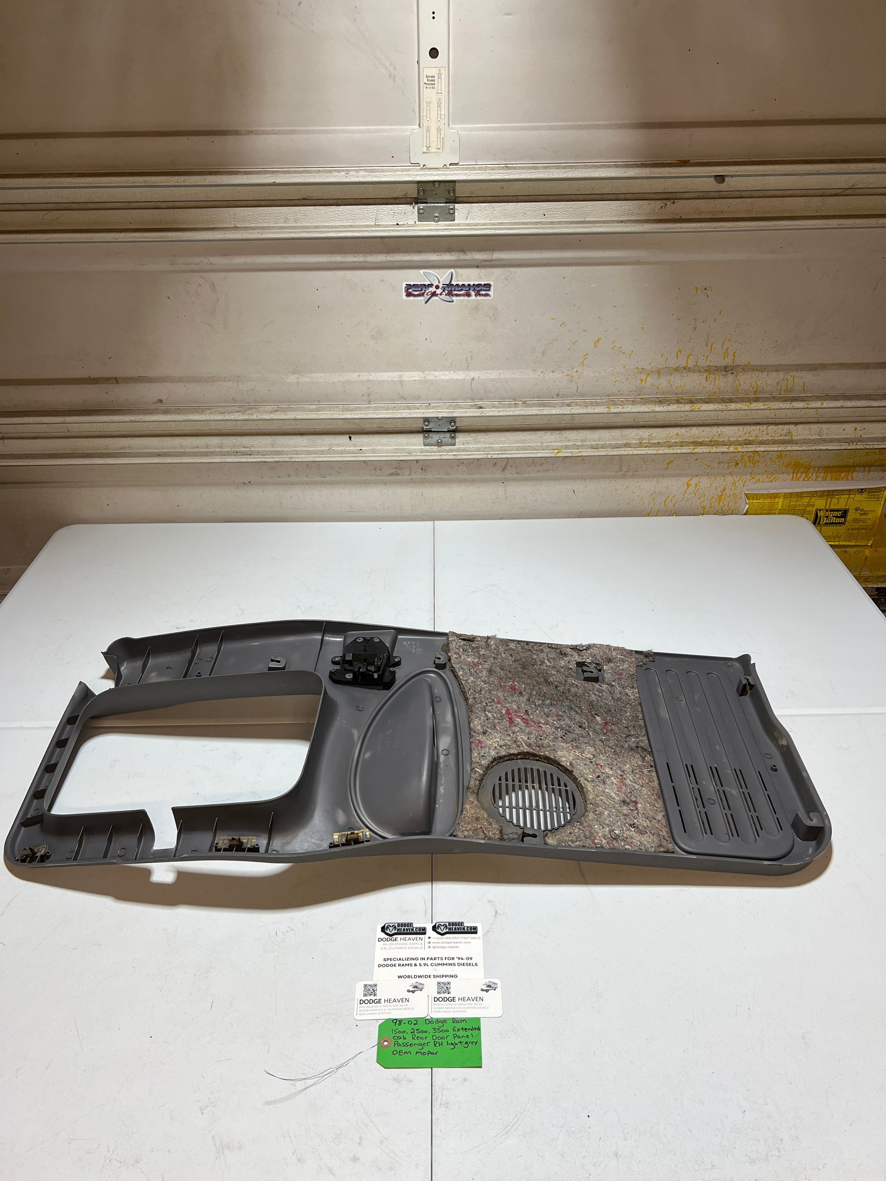 1998-2002 Dodge Ram 1500-3500 Ext Cab Passenger Rear Door Panel Light Grey