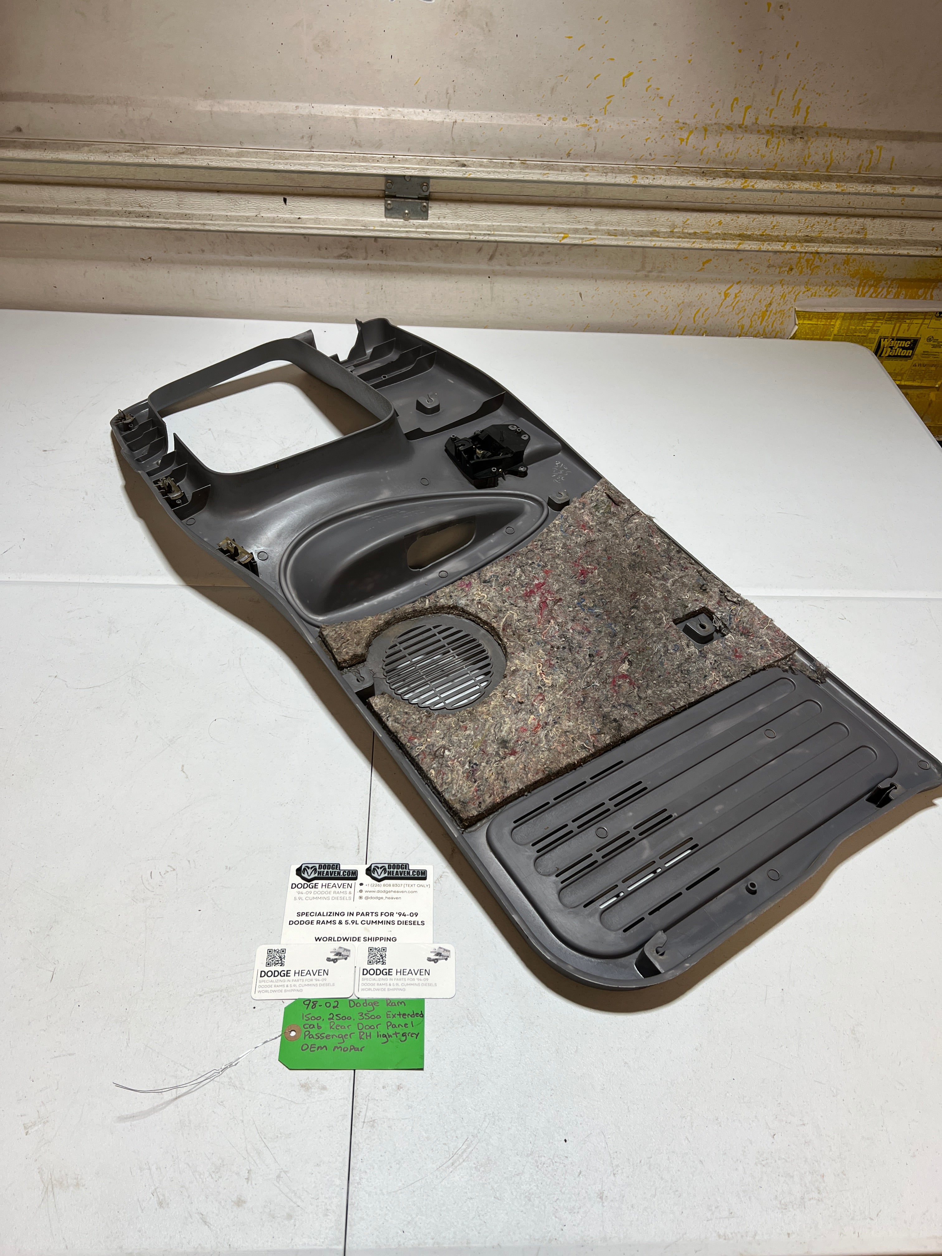 1998-2002 Dodge Ram 1500-3500 Ext Cab Passenger Rear Door Panel Light Grey
