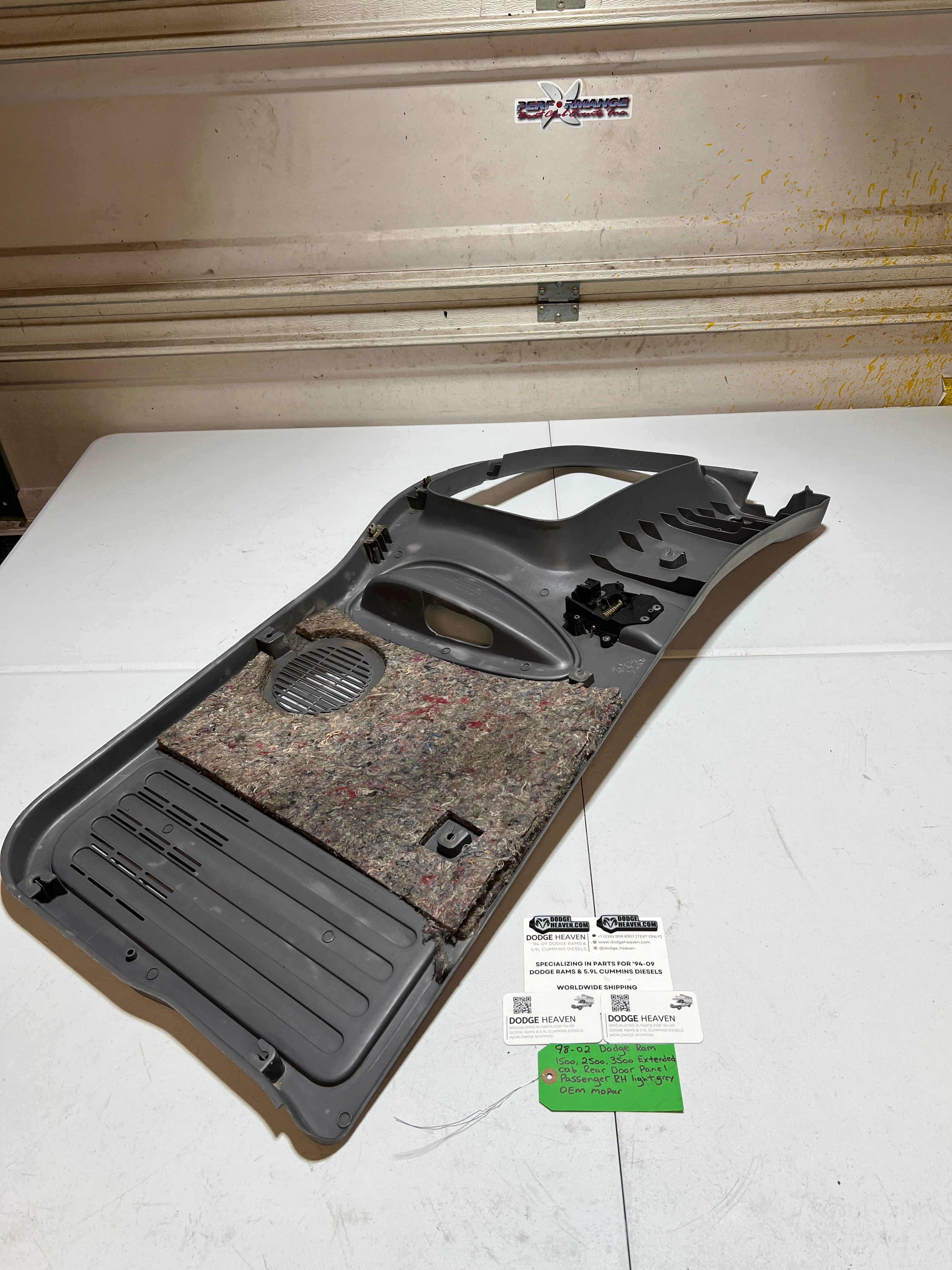 1998-2002 Dodge Ram 1500-3500 Ext Cab Passenger Rear Door Panel Light Grey
