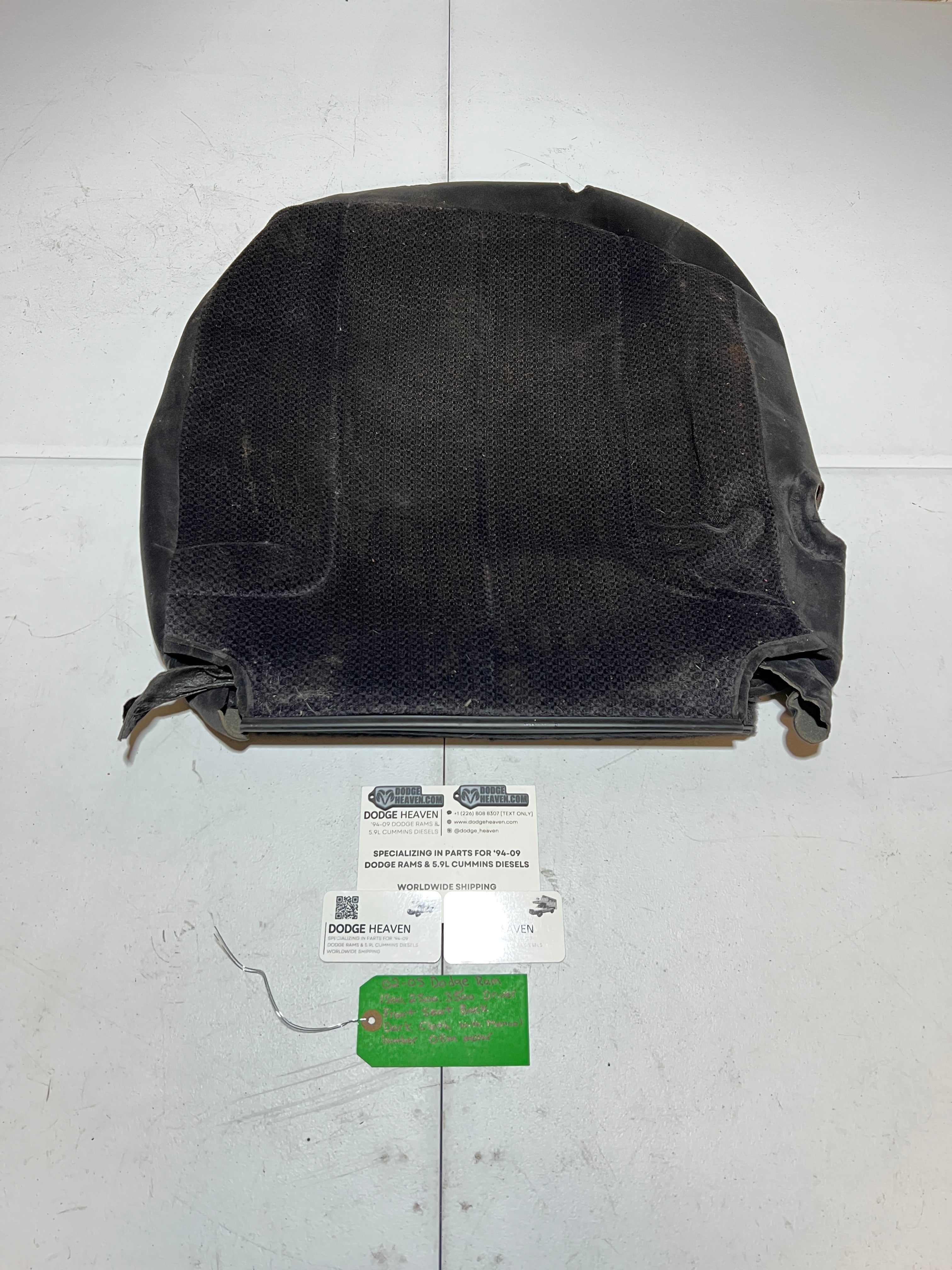 2002-2005 Dodge Ram 1500-3500 Driver Seat Back Upholstery Cover Dark Grey
