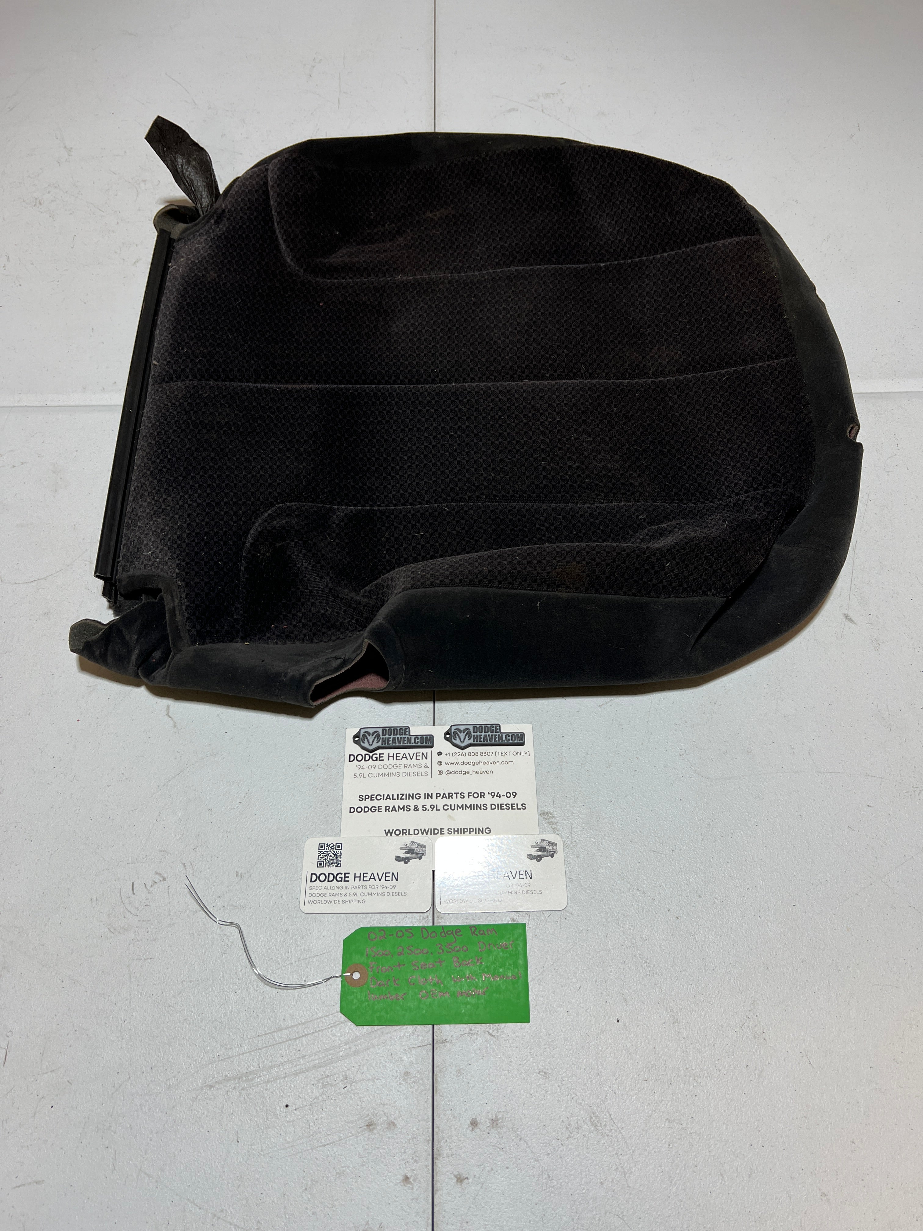 2002-2005 Dodge Ram 1500-3500 Driver Seat Back Upholstery Cover Dark Grey