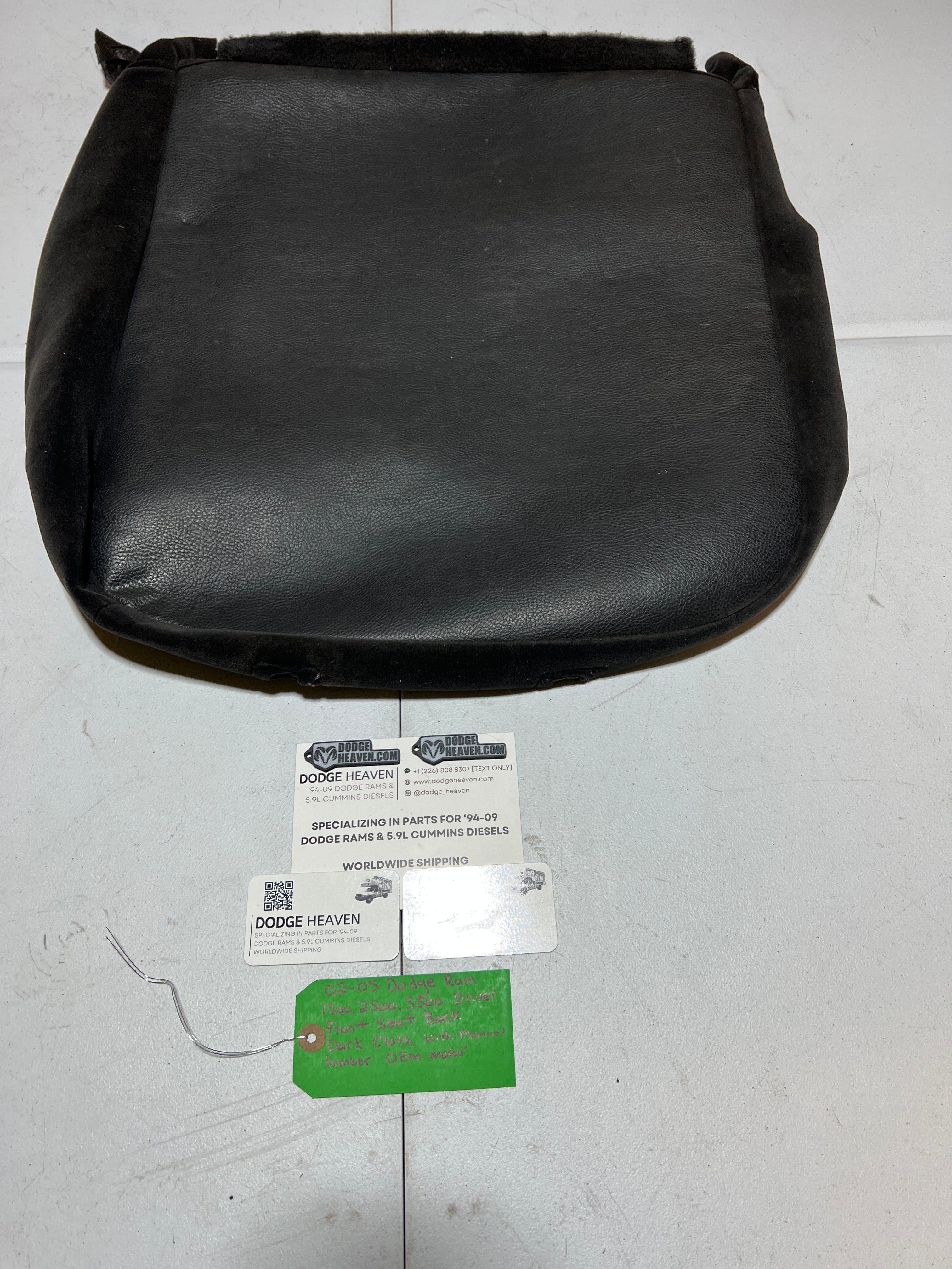 2002-2005 Dodge Ram 1500-3500 Driver Seat Back Upholstery Cover Dark Grey