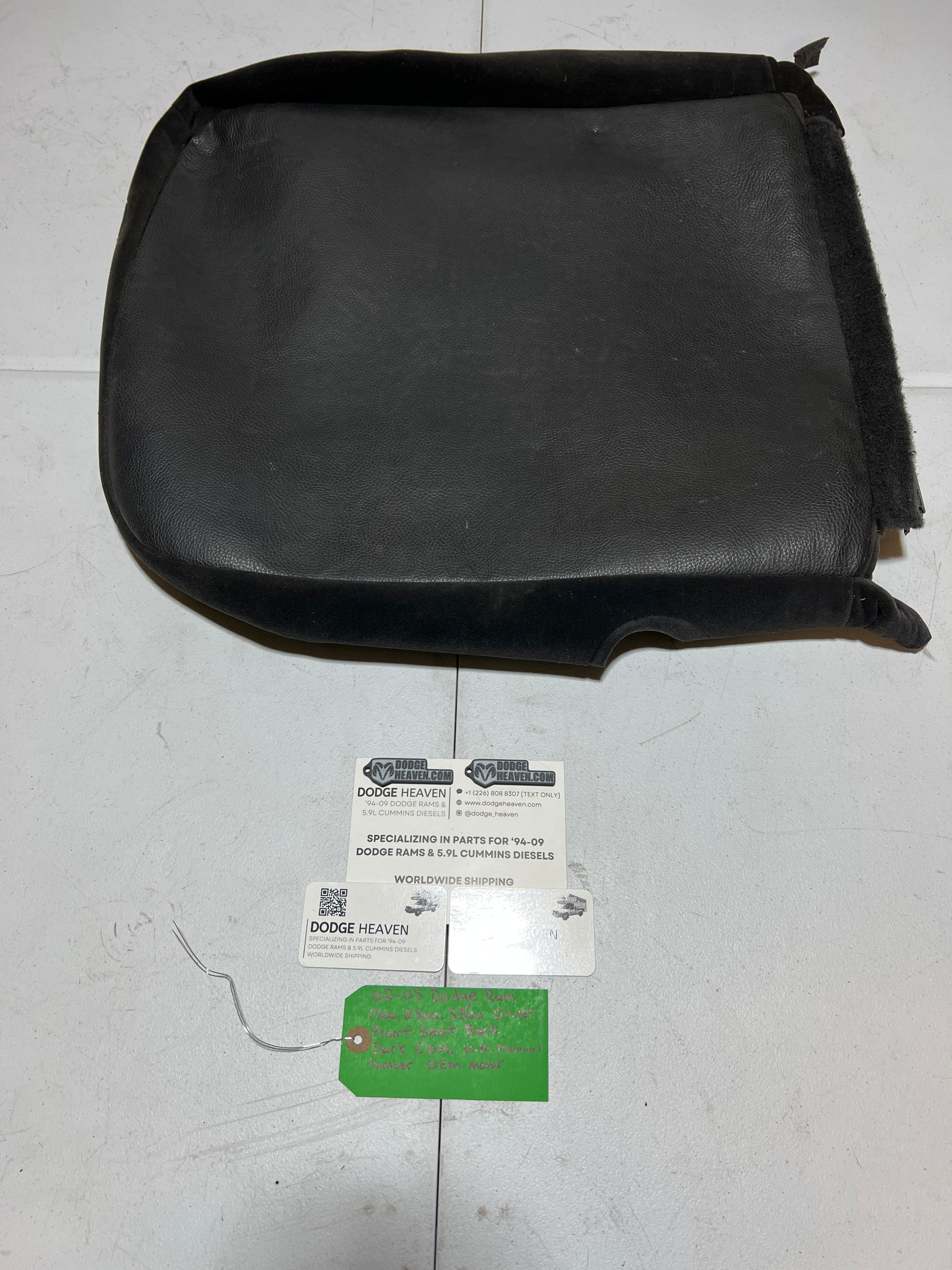 2002-2005 Dodge Ram 1500-3500 Driver Seat Back Upholstery Cover Dark Grey